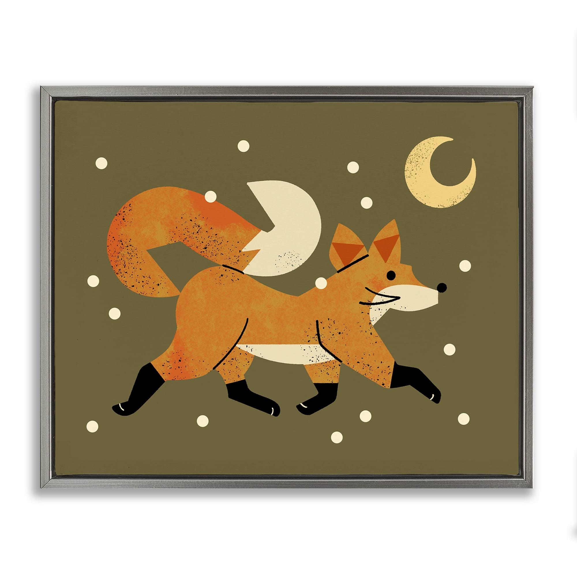 Stupell Industries Wandering Winter Fox Gray Framed Floater Canvas Wall Art, design by Renea L. Thull