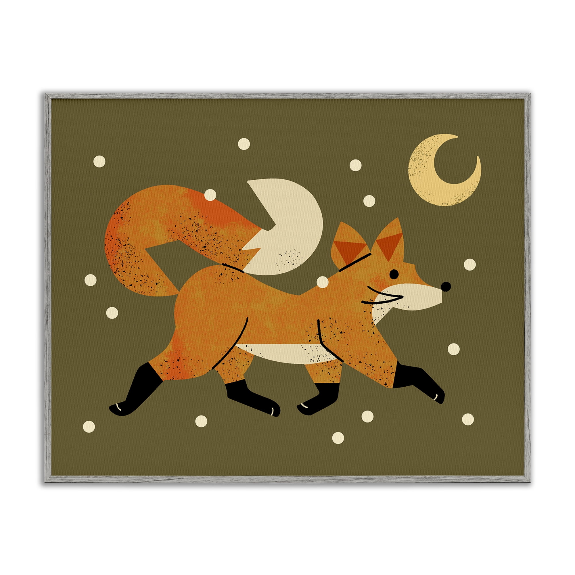 Stupell Industries Wandering Winter Fox Gray Framed Giclee Art, design by Renea L. Thull