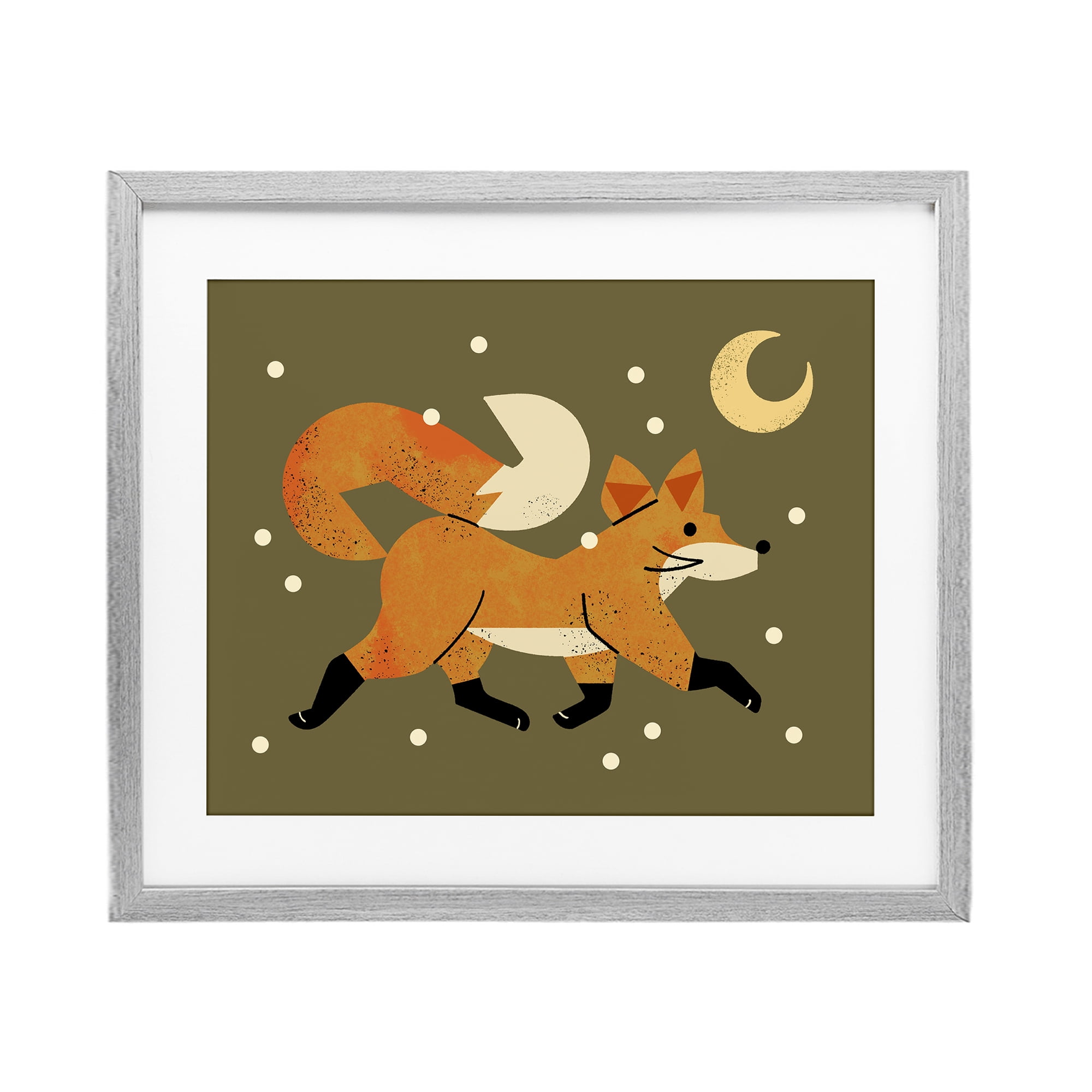Stupell Industries Wandering Winter Fox Gray Framed Print Under Glass, design by Renea L. Thull