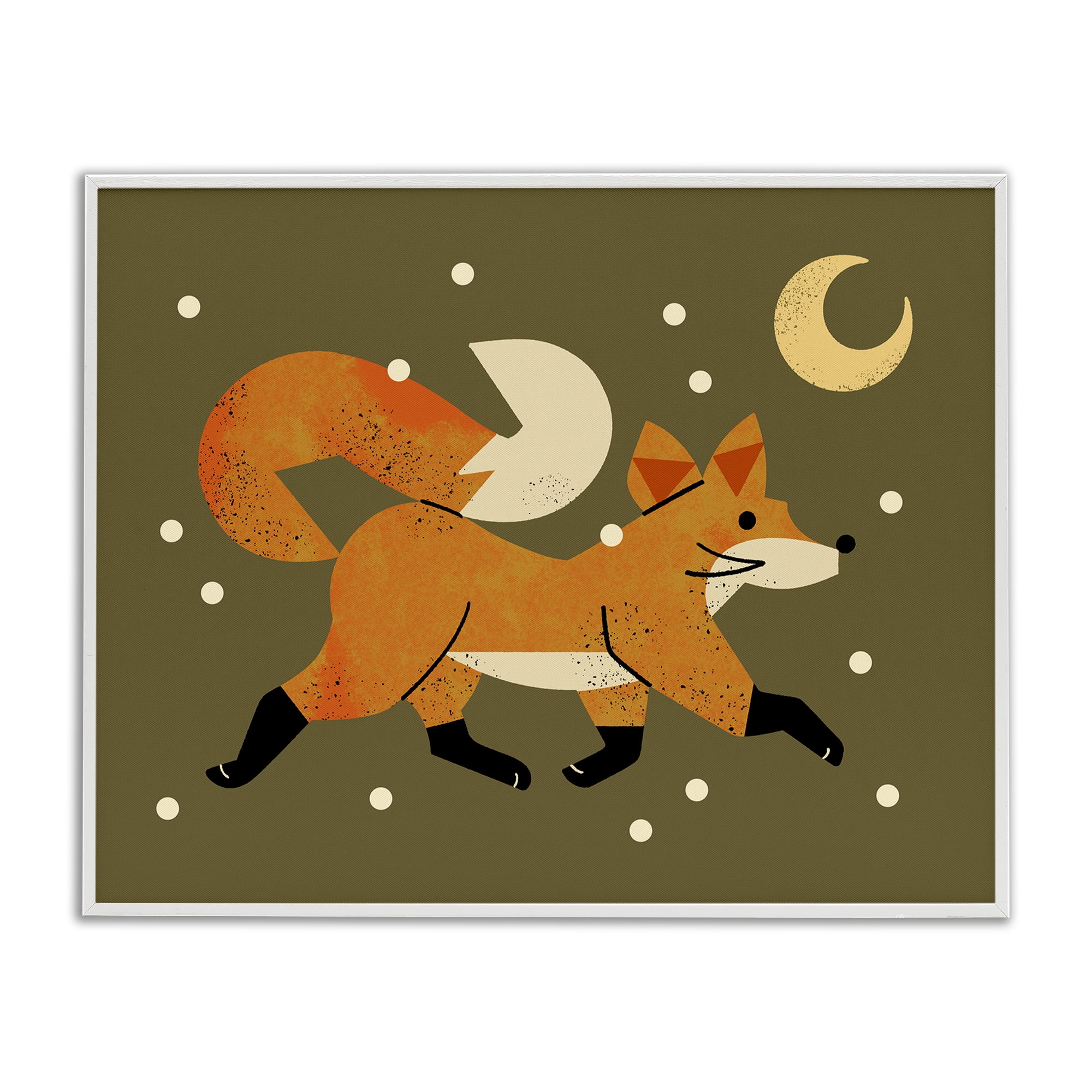 Stupell Industries Wandering Winter Fox White Framed Giclee Art, design by Renea L. Thull