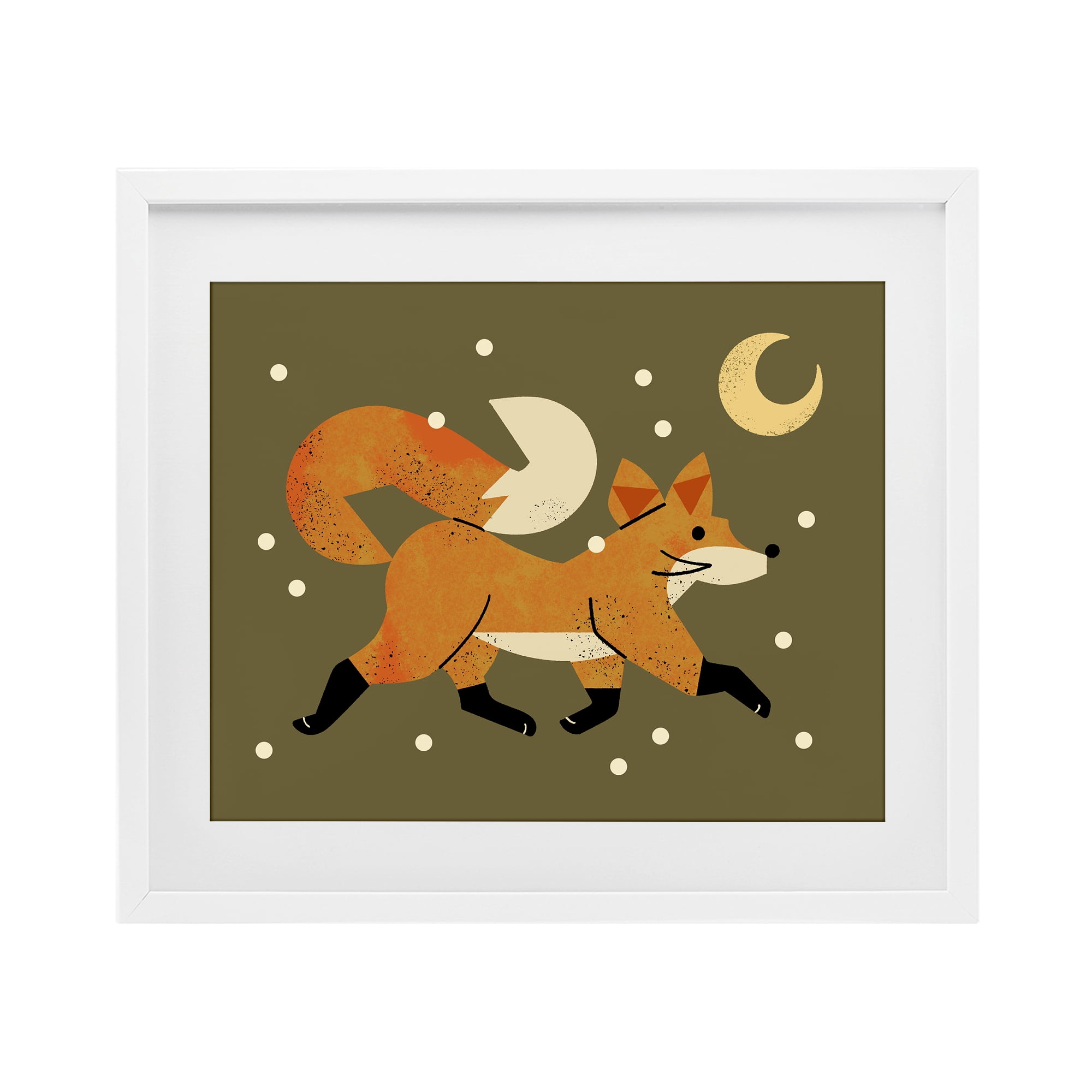 Stupell Industries Wandering Winter Fox White Framed Print Under Glass, design by Renea L. Thull