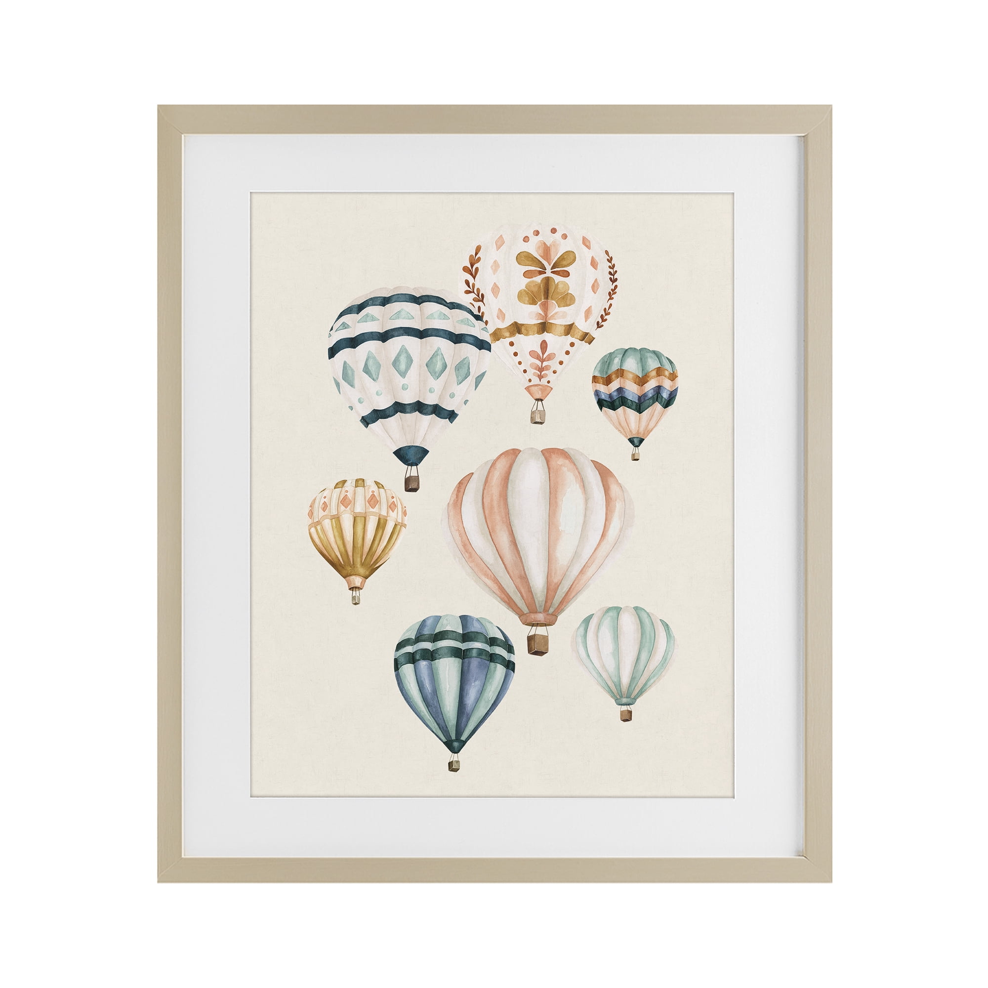 Stupell Industries Wanderlust Hot Air Balloons Birch Framed Print Under Glass, design by Bethany Sandoval