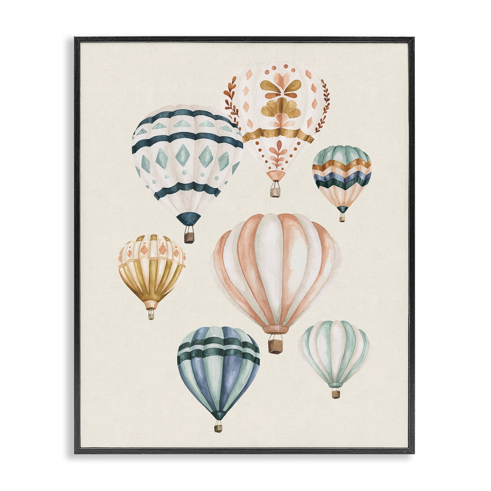Stupell Industries Wanderlust Hot Air Balloons Black Framed Giclee Art, design by Bethany Sandoval