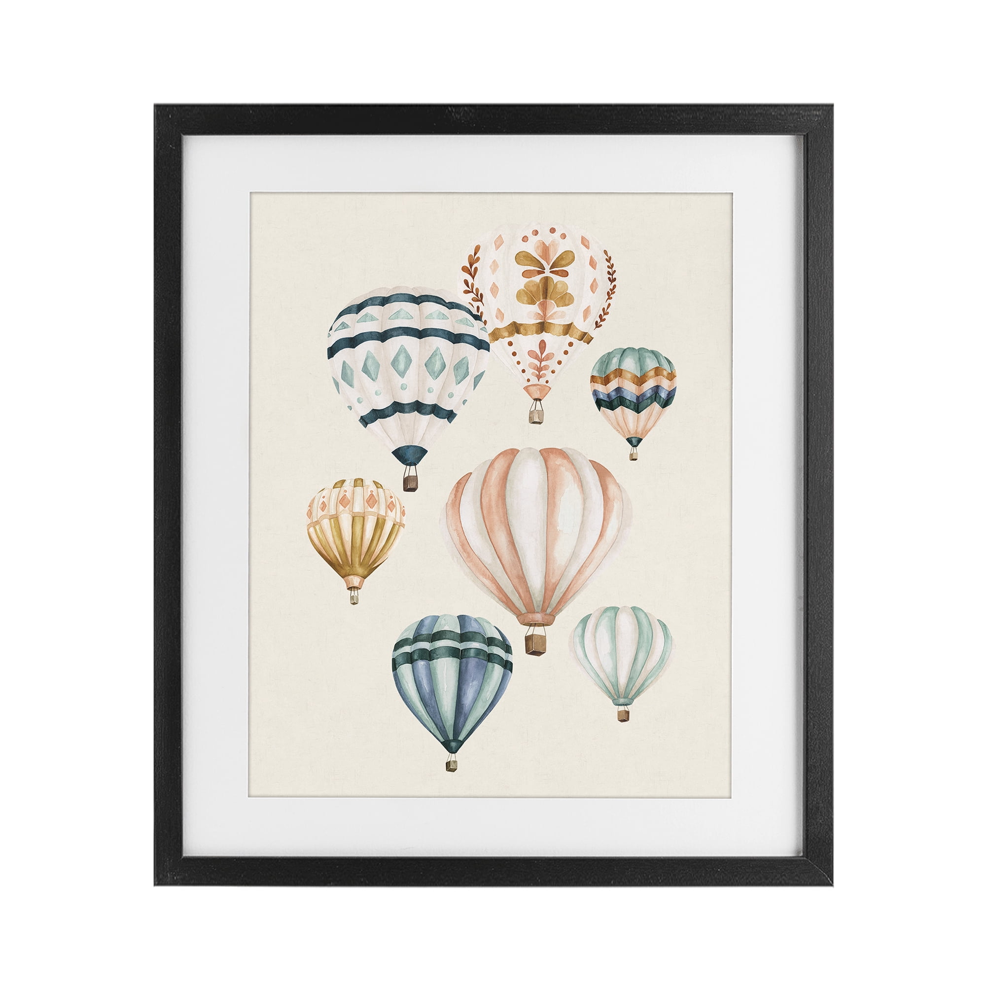 Stupell Industries Wanderlust Hot Air Balloons Black Framed Print Under Glass, design by Bethany Sandoval