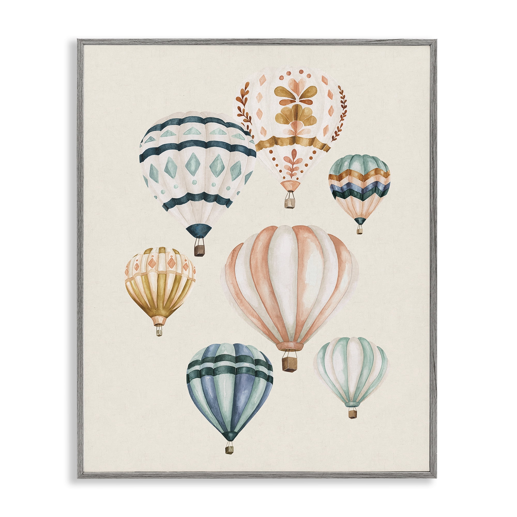 Stupell Industries Wanderlust Hot Air Balloons Gray Framed Giclee Art, design by Bethany Sandoval