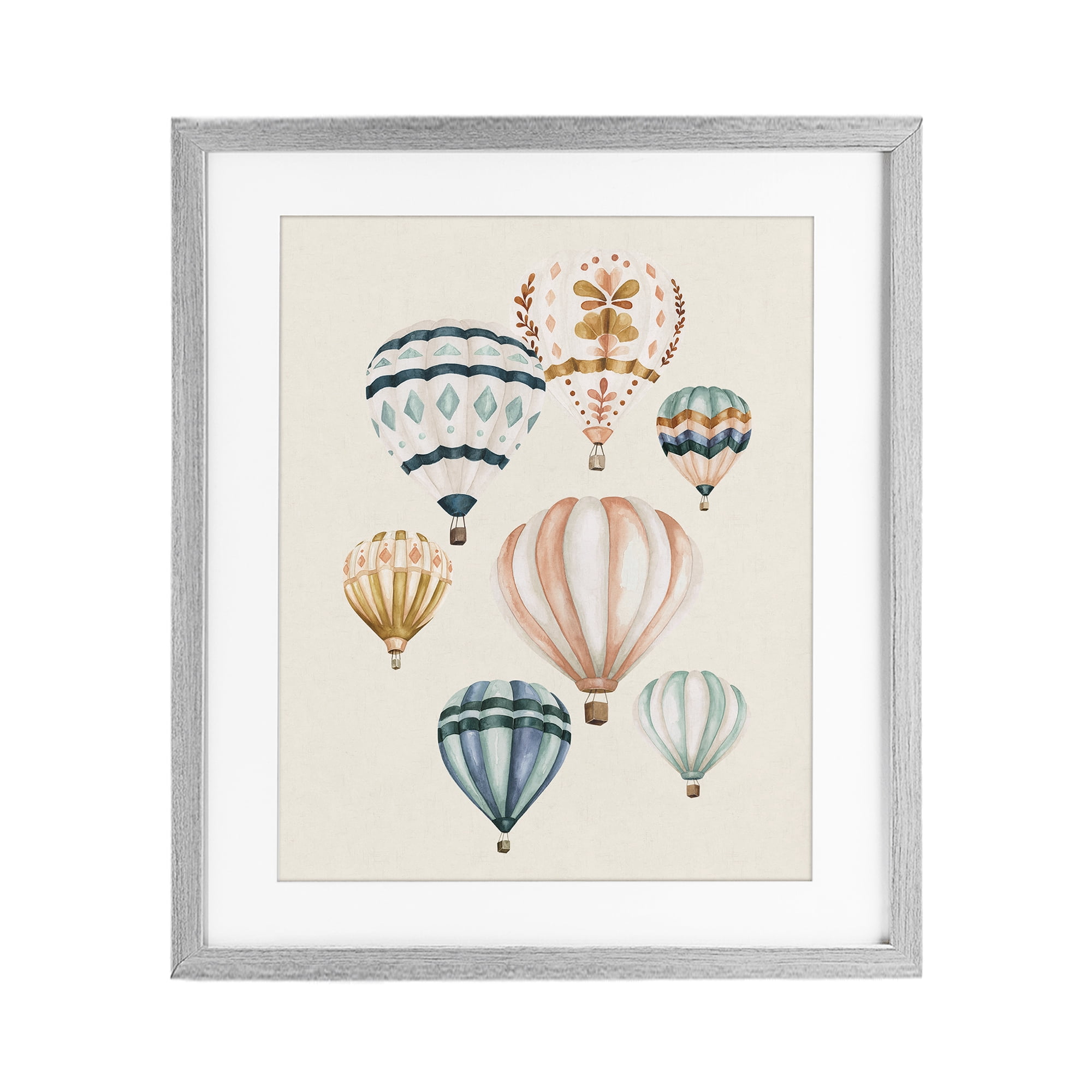 Stupell Industries Wanderlust Hot Air Balloons Gray Framed Print Under Glass, design by Bethany Sandoval