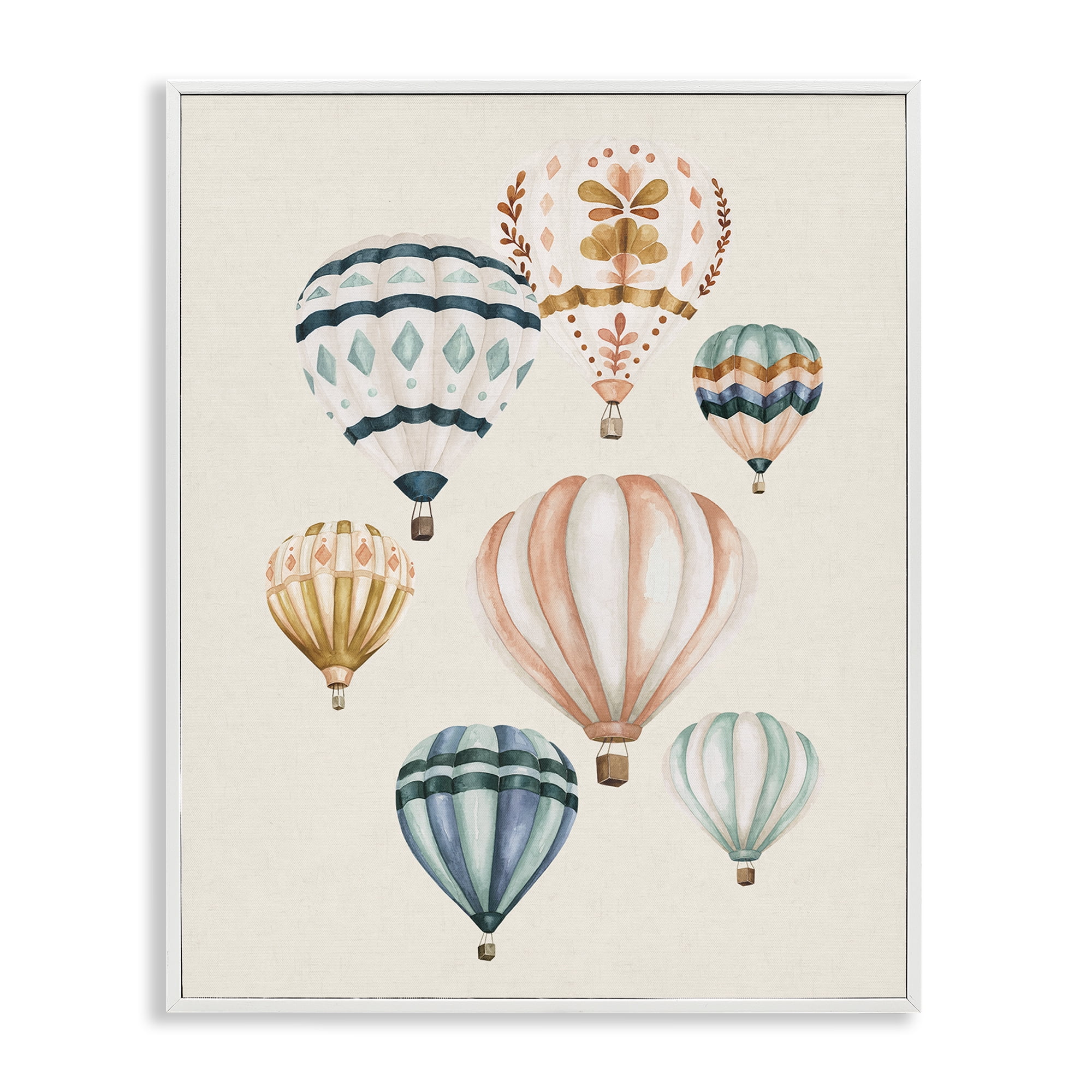 Stupell Industries Wanderlust Hot Air Balloons White Framed Giclee Art, design by Bethany Sandoval