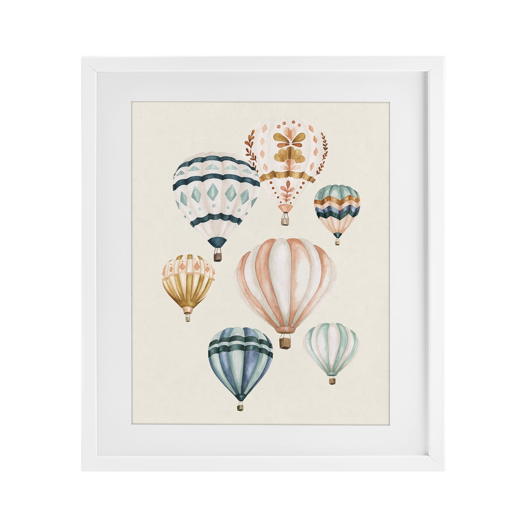 Stupell Industries Wanderlust Hot Air Balloons White Framed Print Under Glass, design by Bethany Sandoval
