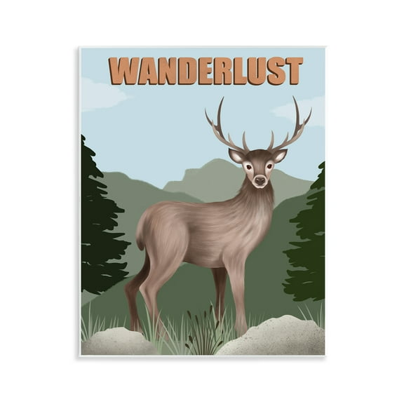 Stupell Industries Wanderlust Nature & Deer Animals Painting Unframed Art Print Wall Art, 11 x 14