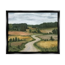 Stupell Industries Waning Rural Rode Landscape Painting Black Floater Framed Canvas Art Print Wall Art, 21 x 17