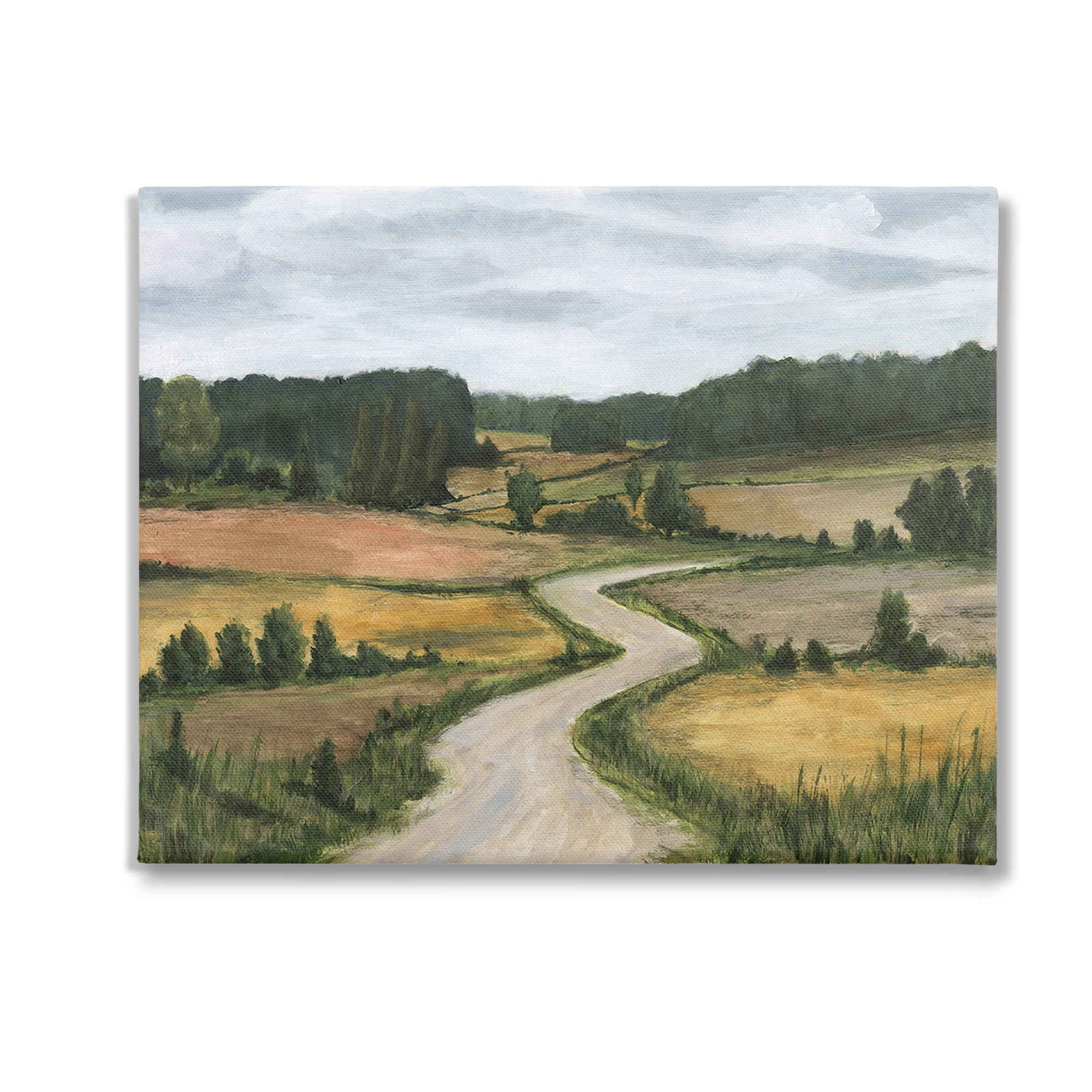 Stupell Industries Waning Rural Rode Landscape Painting Gallery Wrapped Canvas Art Print Wall Art, 20 x 16