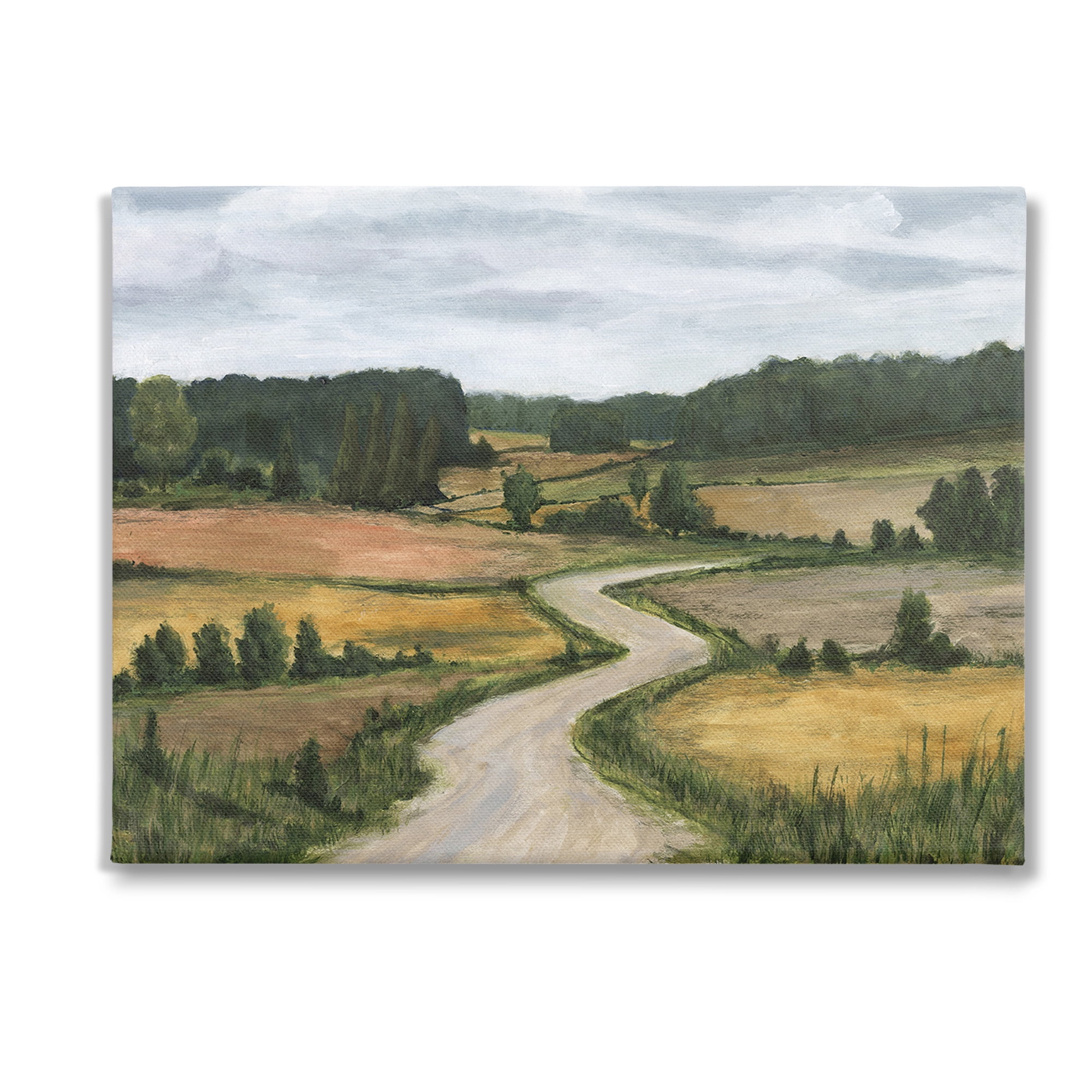 Stupell Industries Waning Rural Rode Landscape Painting Gallery Wrapped Canvas Art Print Wall Art, 48 x 36