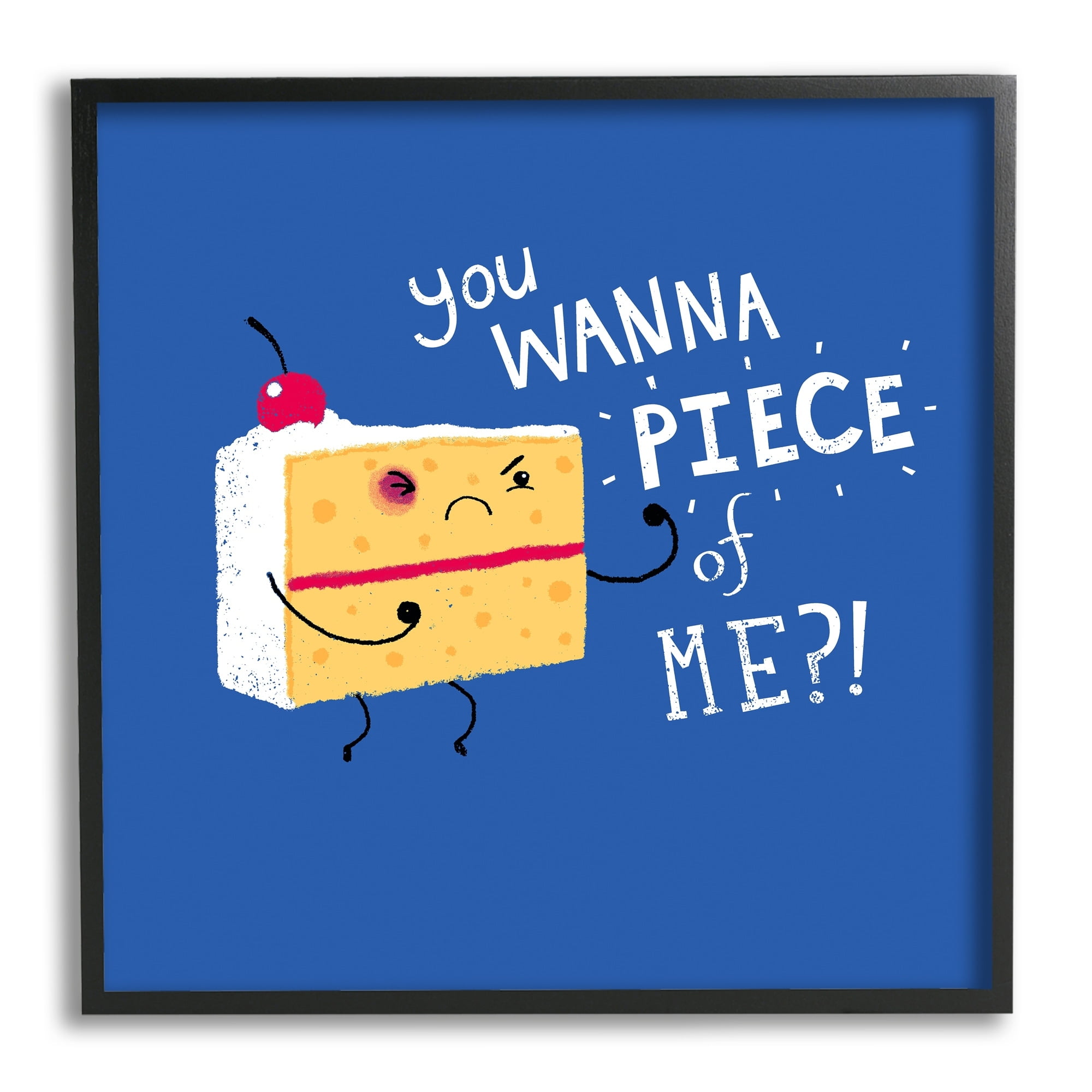 Stupell Industries Wanna Piece Of Me Punk Cake Slice Dessert Typography Framed Wall Art, 12 x 12, Design by Michael Buxton