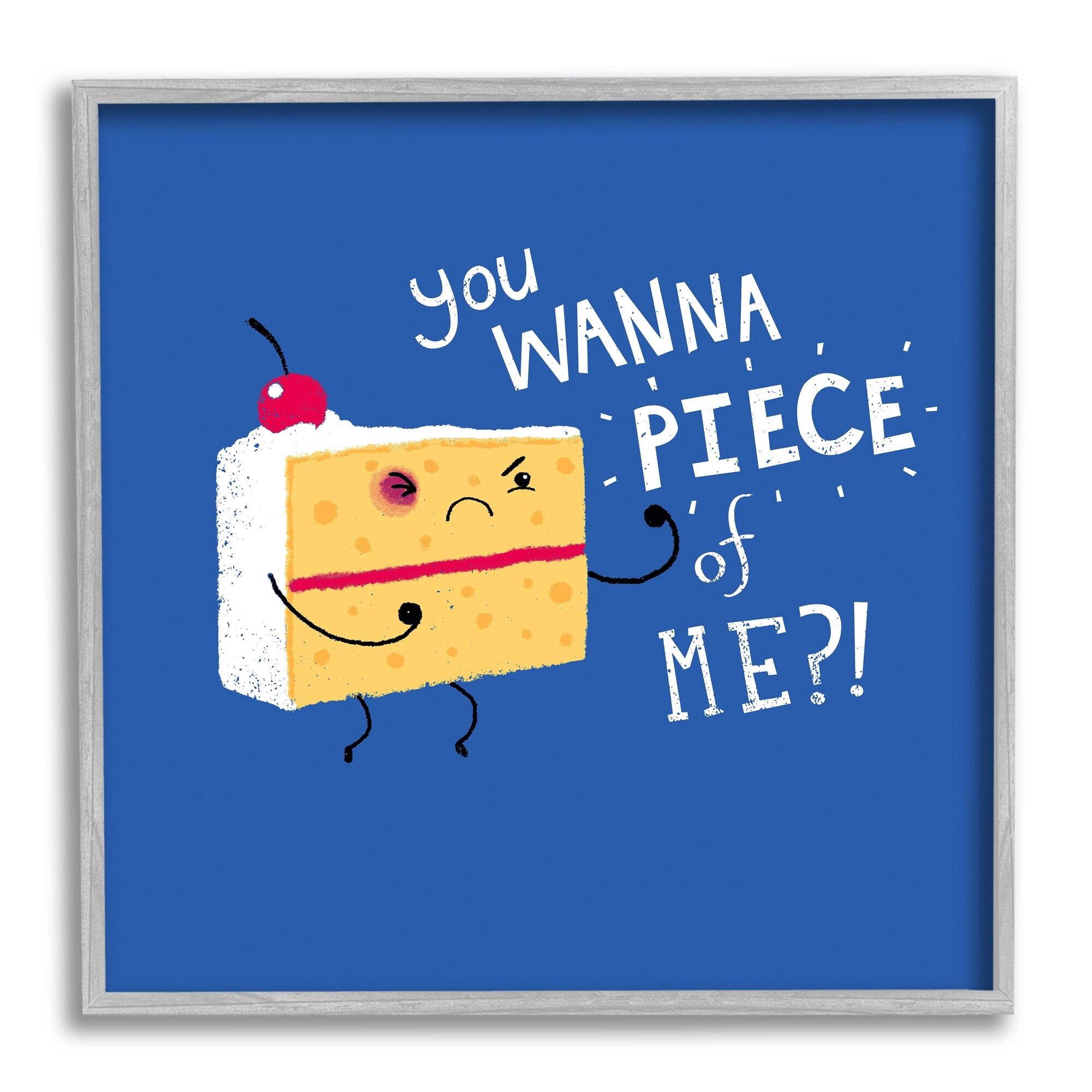 Stupell Industries Wanna Piece Of Me Punk Cake Slice Dessert Typography Framed Wall Art, 12 x 12, Design by Michael Buxton