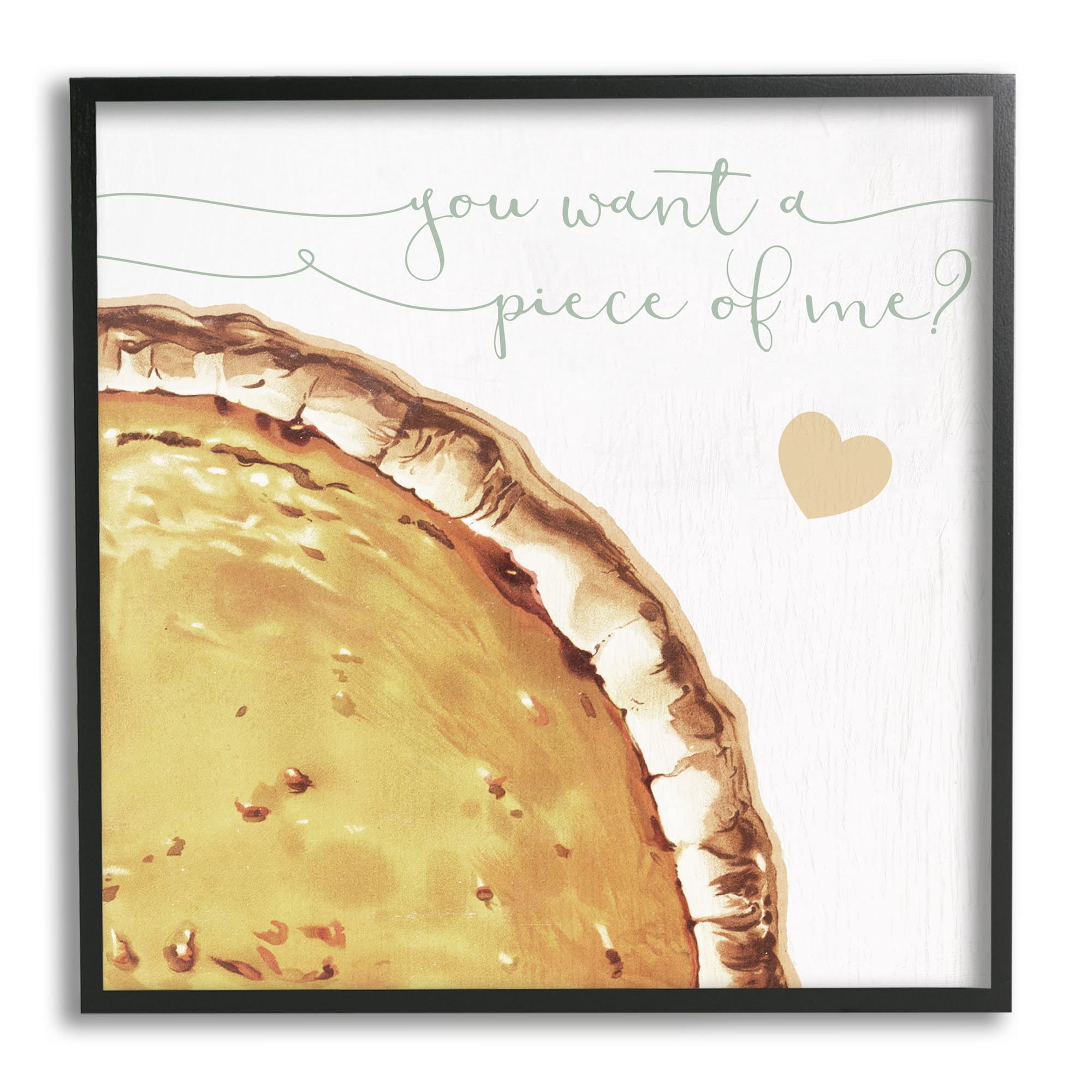 Stupell Industries Want a Piece Of Me Funny Pumpkin Pie Graphic Art Black Framed Art Print Wall Art, 12x12, by Daphne Polselli