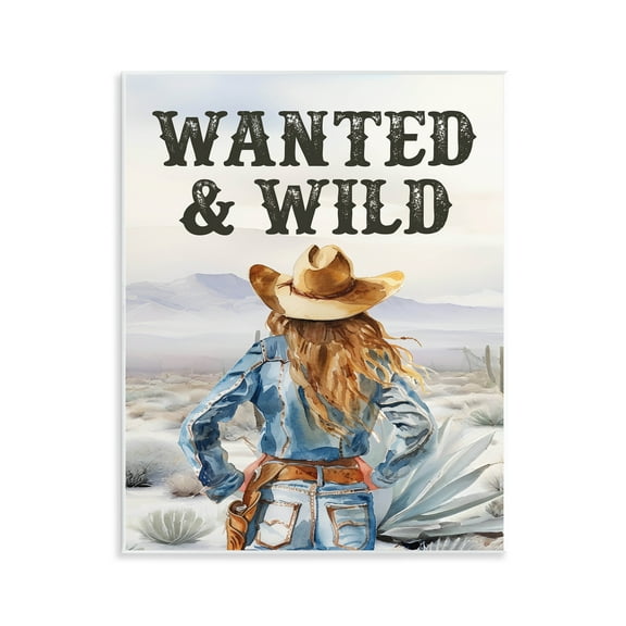 Stupell Industries Wanted & Wild Cowgirl People Painting Unframed Art Print Wall Art, 11 x 14