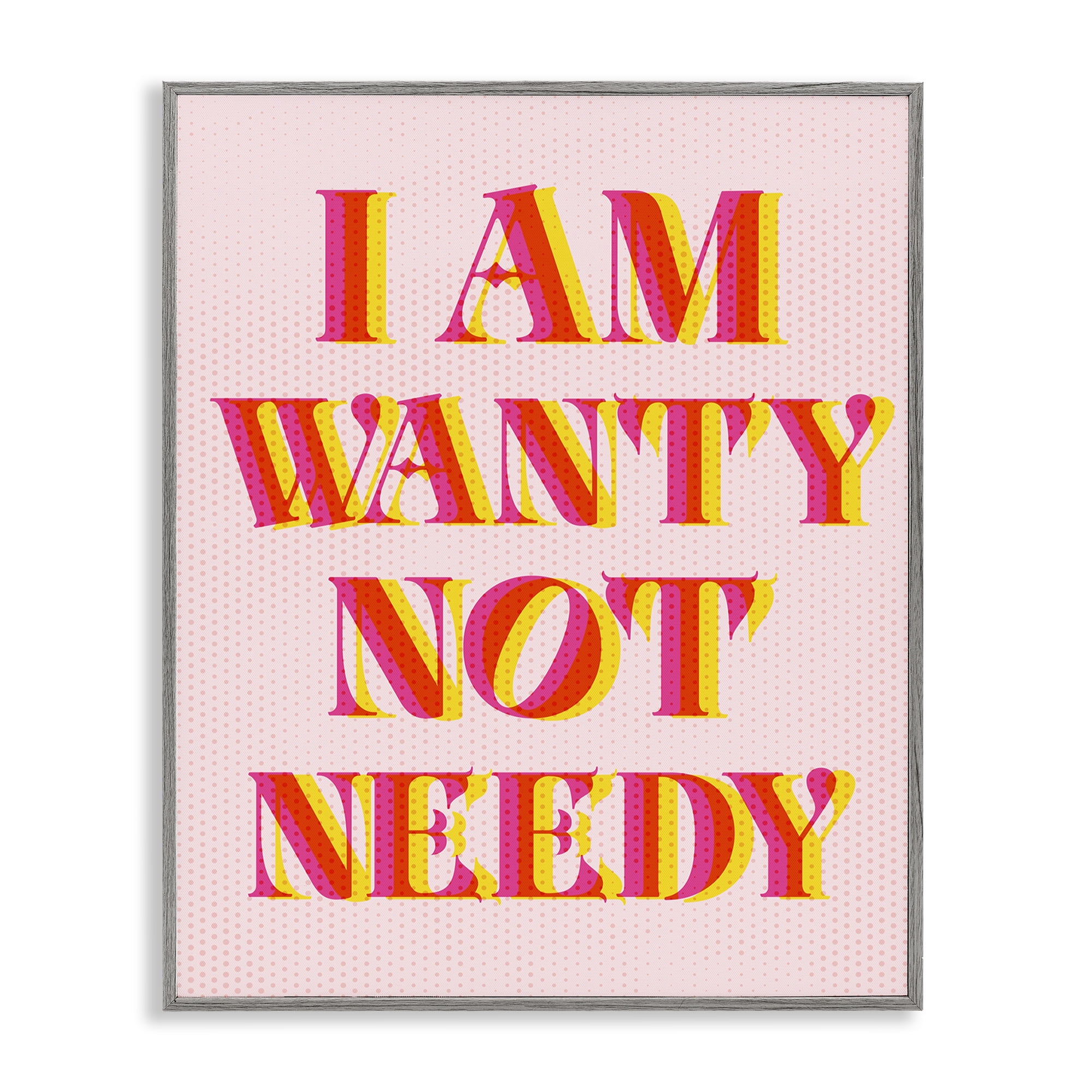 Stupell Industries Wanty Not Needy Text & Numbers Painting Gray Framed Art Print Wall Art, 24 x 30