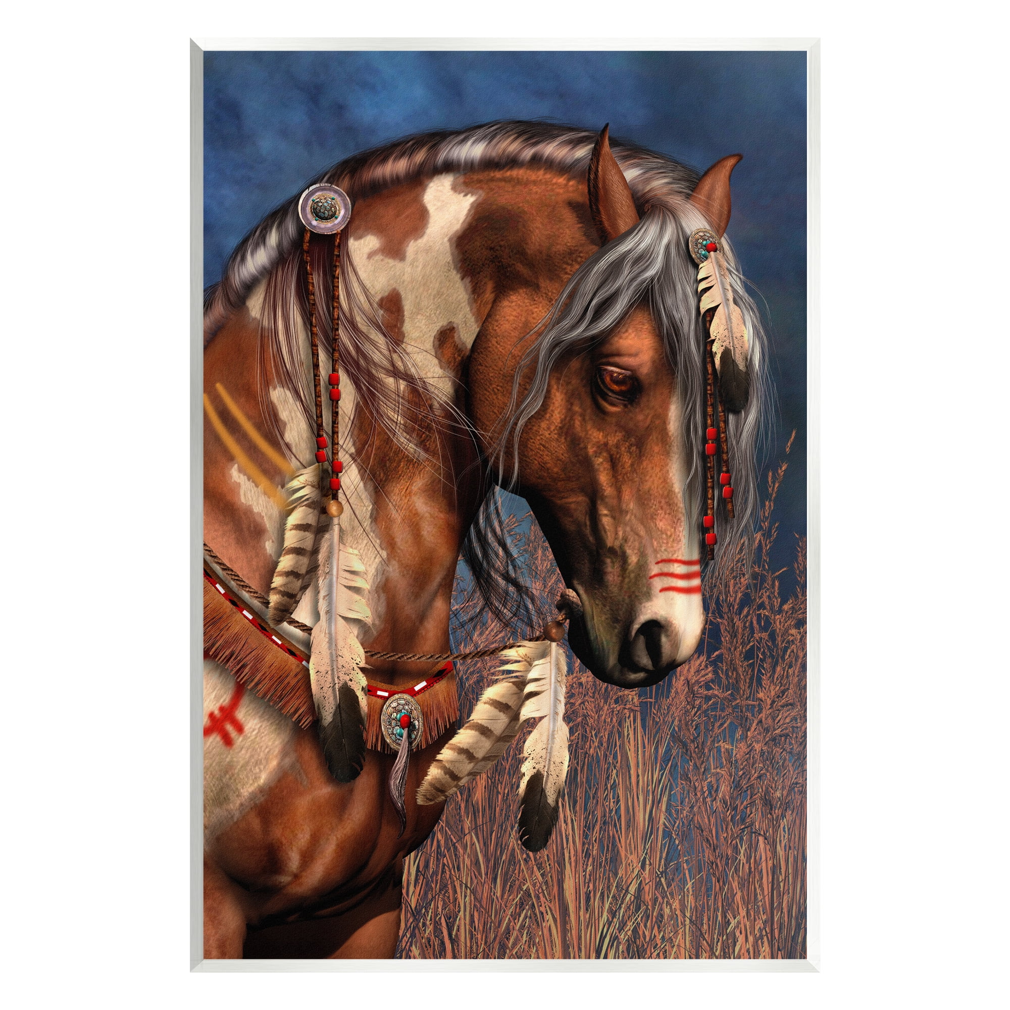 Stupell Industries War Pony Portrait Animals & Insects Painting Unframed Art Print Wall Art, 10 x 15