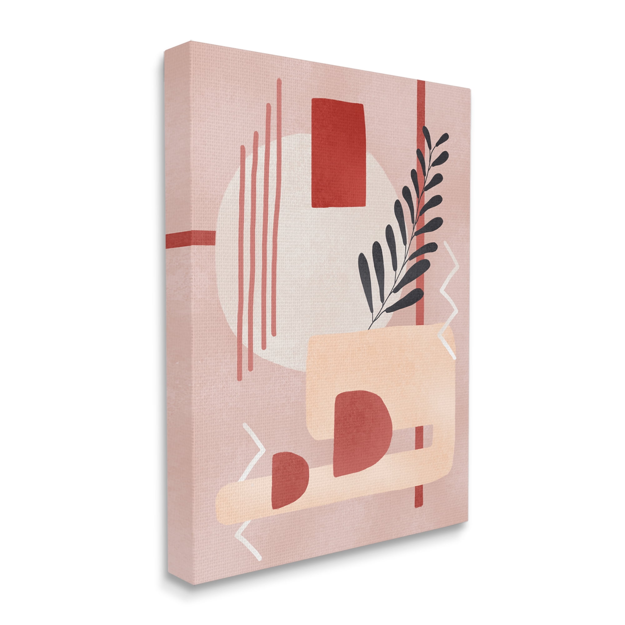 Stupell Industries Warm Abstract Shapes Red Pop Plant Detail Canvas Wall Art by Ziwei Li