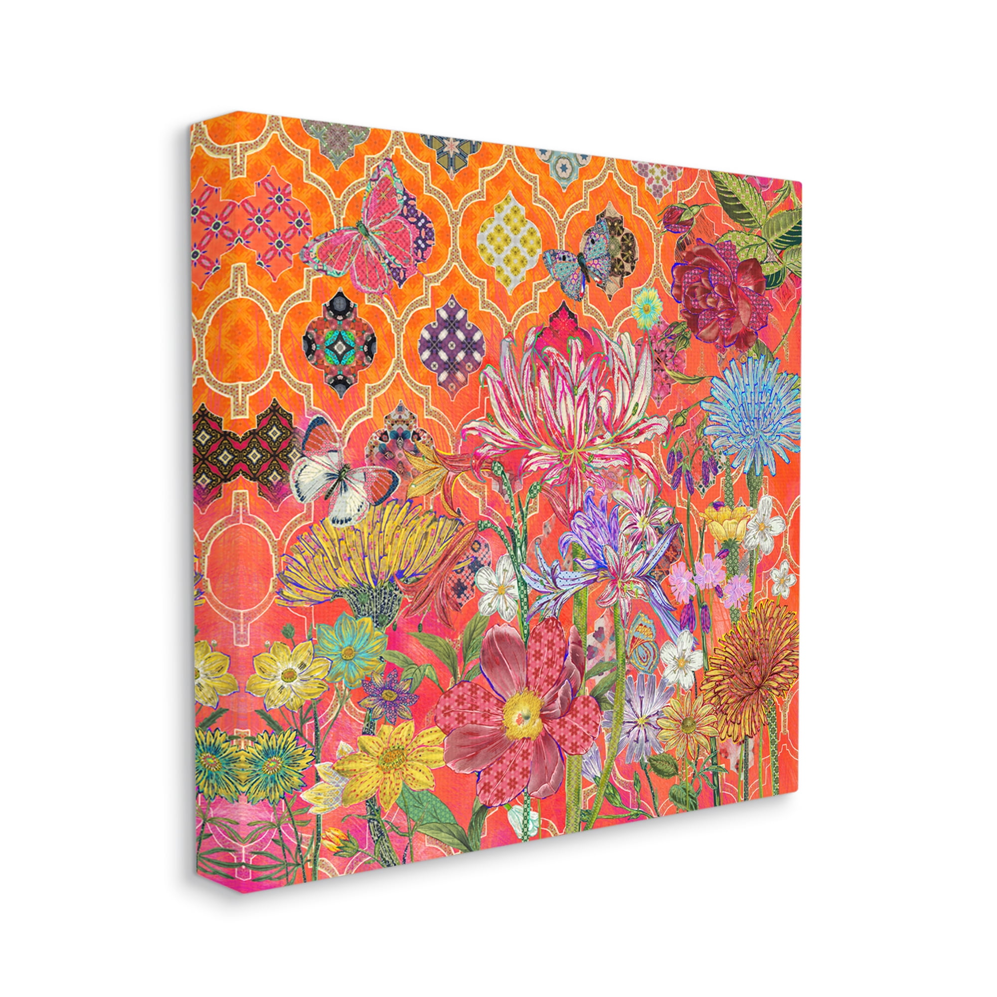 Stupell Industries Warm Arabesque Geometric Pattern Vibrant Florals Canvas Wall Art by Sangita Bachelet