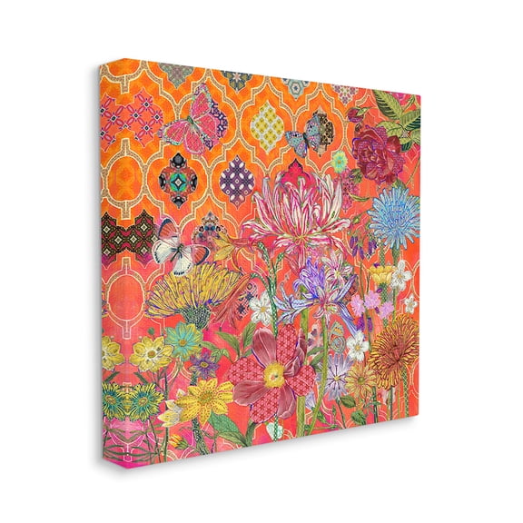 Stupell Industries Warm Arabesque Geometric Pattern Vibrant Florals Canvas Wall Art by Sangita Bachelet
