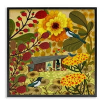Stupell Industries Warm Autumnal Cottage Floral Painting Black Framed Art Print Wall Art, 12 x 12