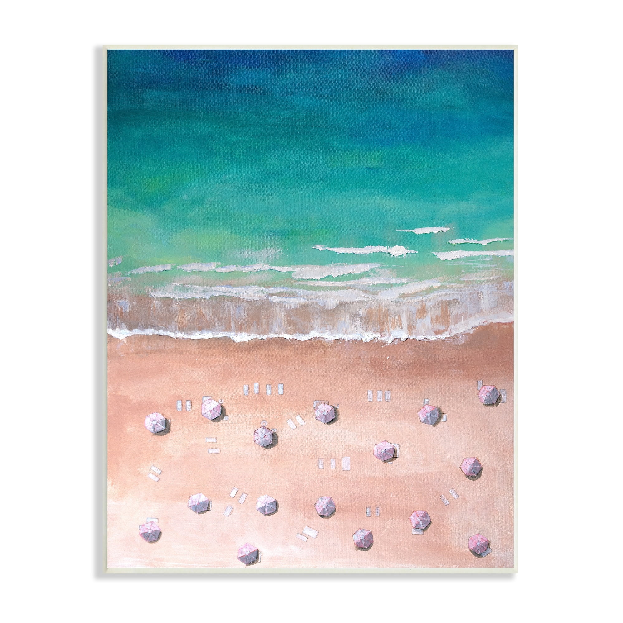 Stupell Industries Warm Blue Tide Umbrella Beach Coastal Landscape Painting, 13 x 19, Design by Lauren Jane