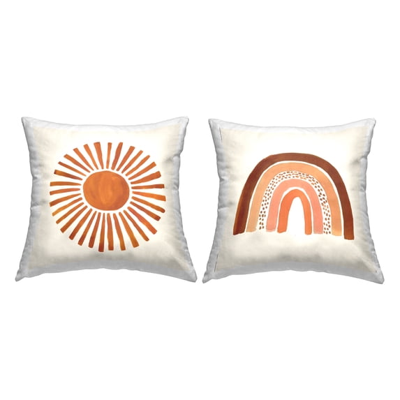 Stupell Industries Warm Boho Sun Rainbow Nature Patterns Design by Heather McLaughlin Throw Pillow (set of 2)
