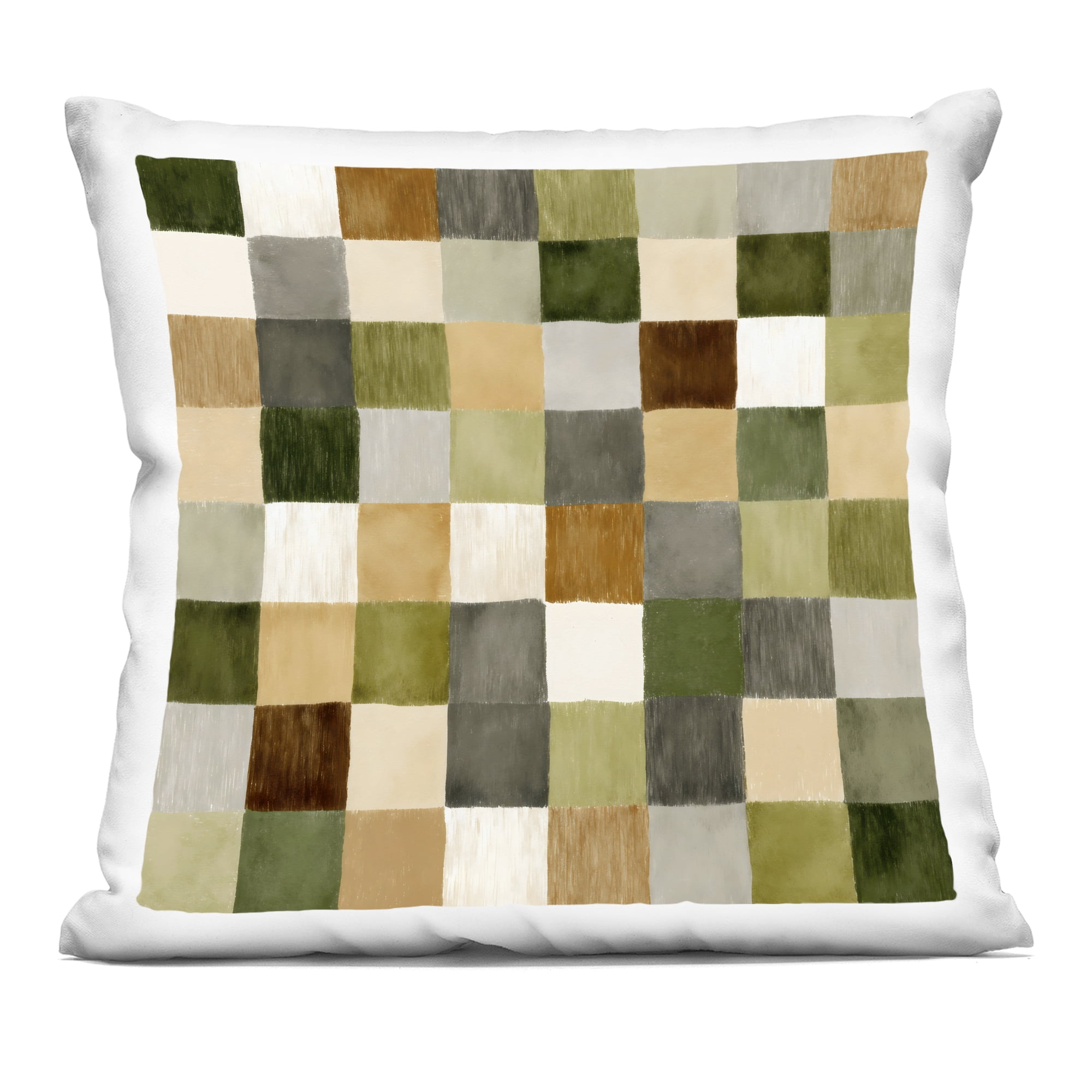 Stupell Industries Warm Checkered Patchwork Decorative Printed Throw Pillow, design by Petal Prints Design, 18 x 7 x 18