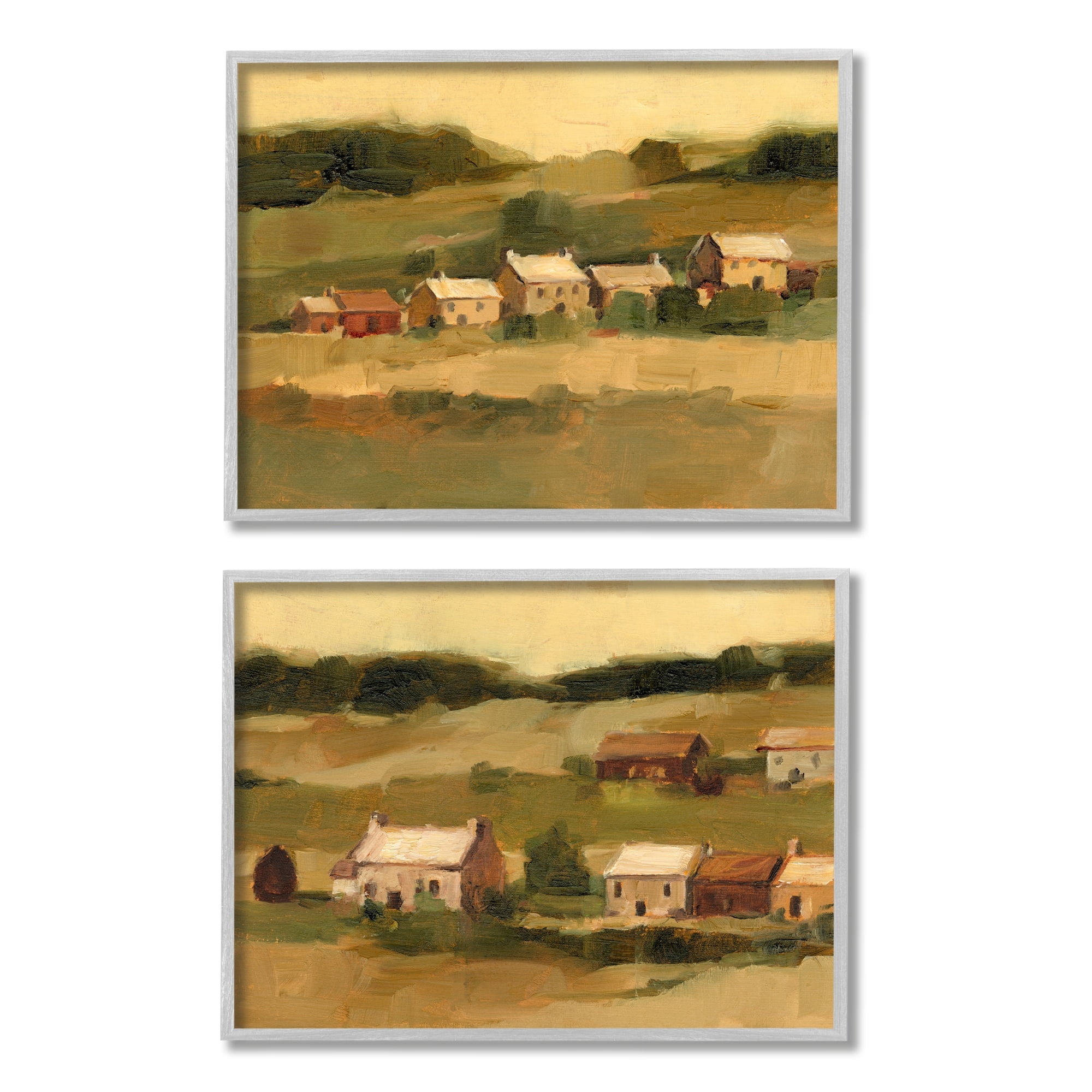 Stupell Industries Warm Cottage Hill Landscape Rolling Fields Gray Framed by Ethan Harper