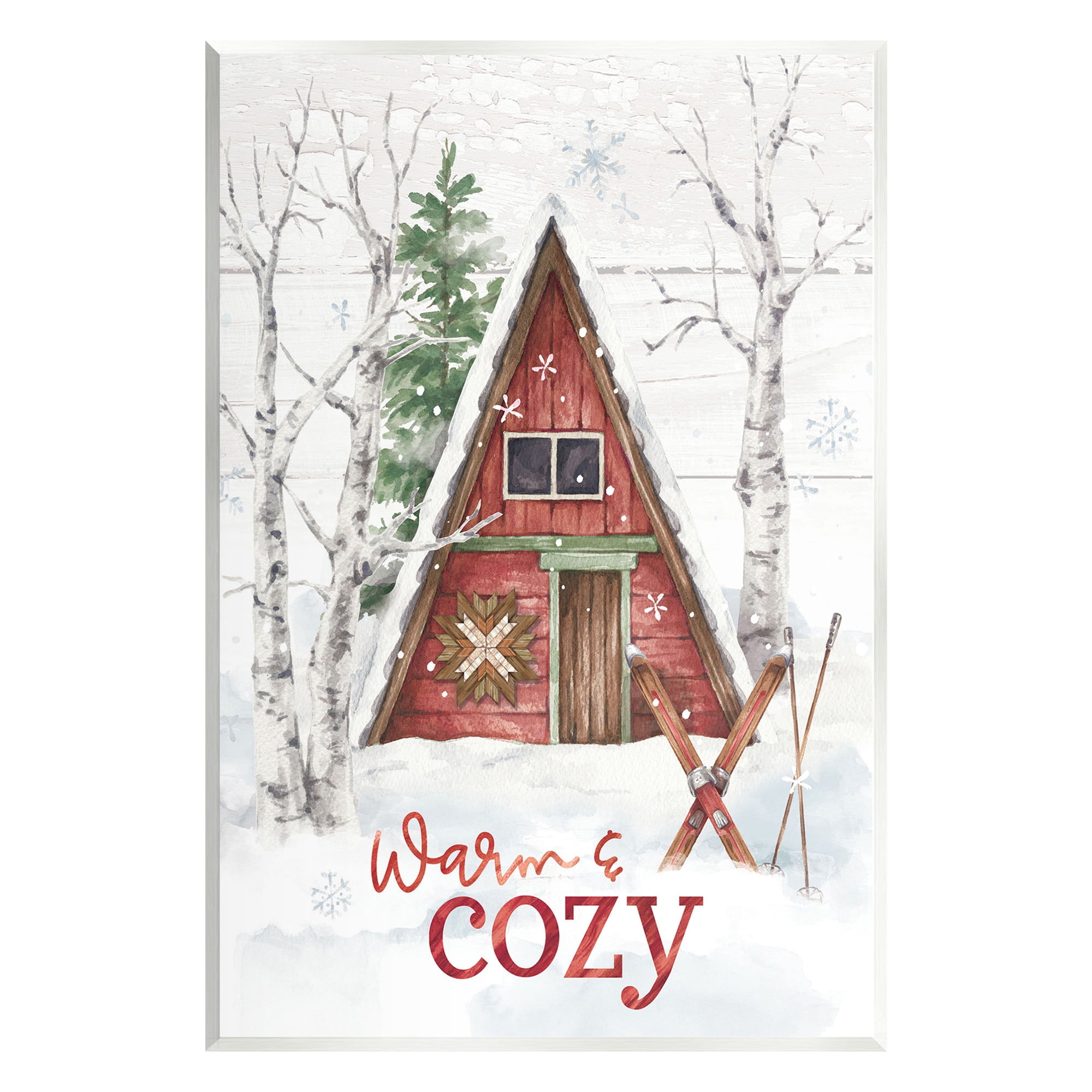 Stupell Industries Warm & Cozy Cabin Holiday Painting Unframed Art Print Wall Art, 10 x 15