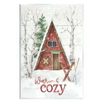 Stupell Industries Warm & Cozy Cabin Holiday Painting Unframed Art Print Wall Art, 10 x 15