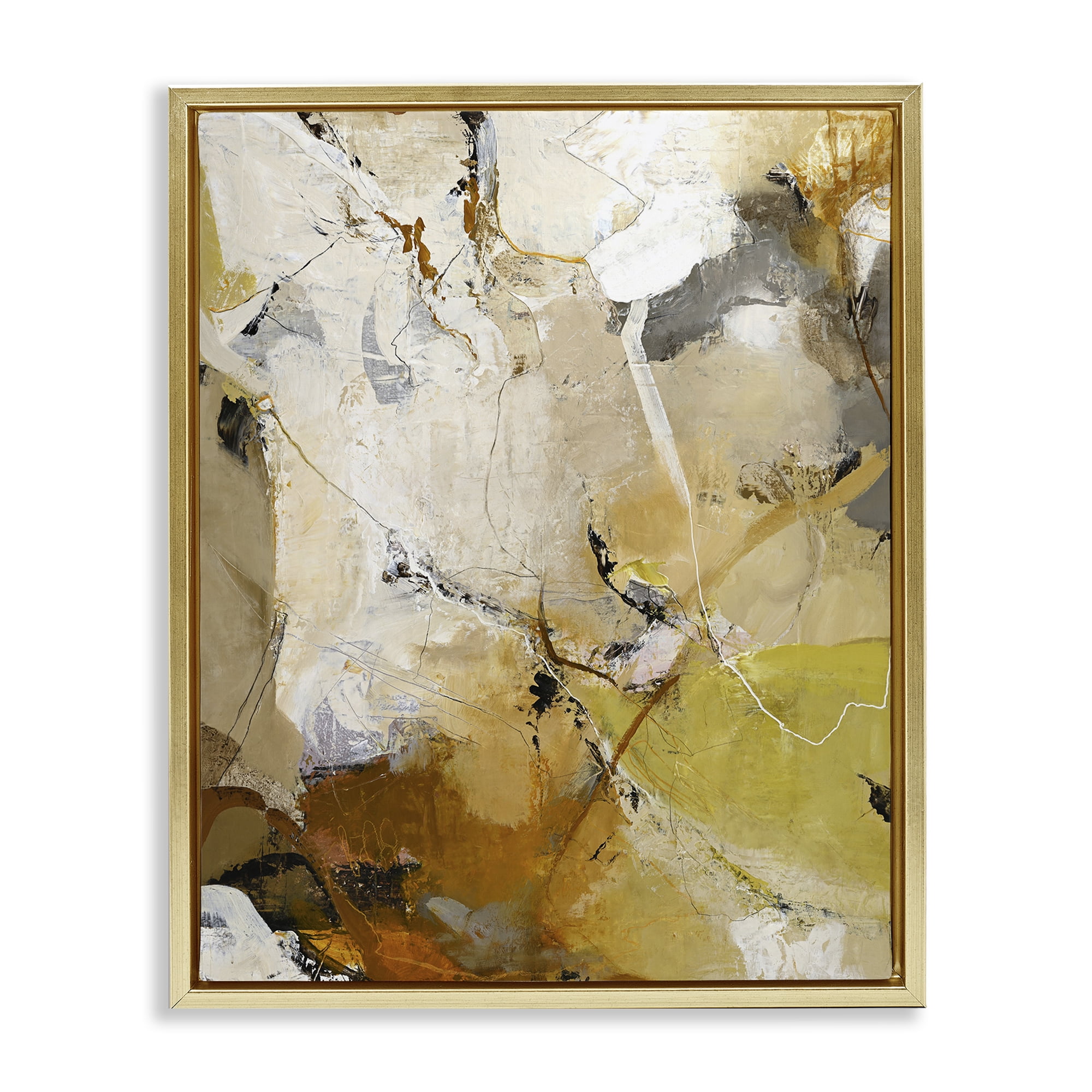 Stupell Industries Warm Earth Tones In Motion Gold Framed Floater Canvas Wall Art, design by Design Fabrikken
