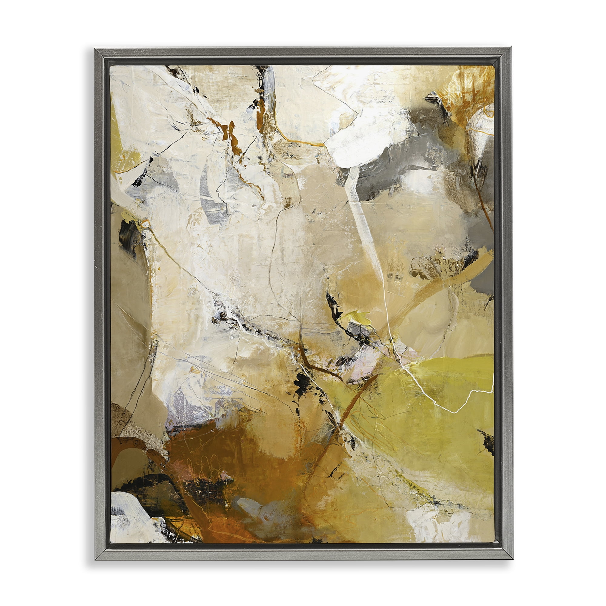 Stupell Industries Warm Earth Tones In Motion Gray Framed Floater Canvas Wall Art, design by Design Fabrikken
