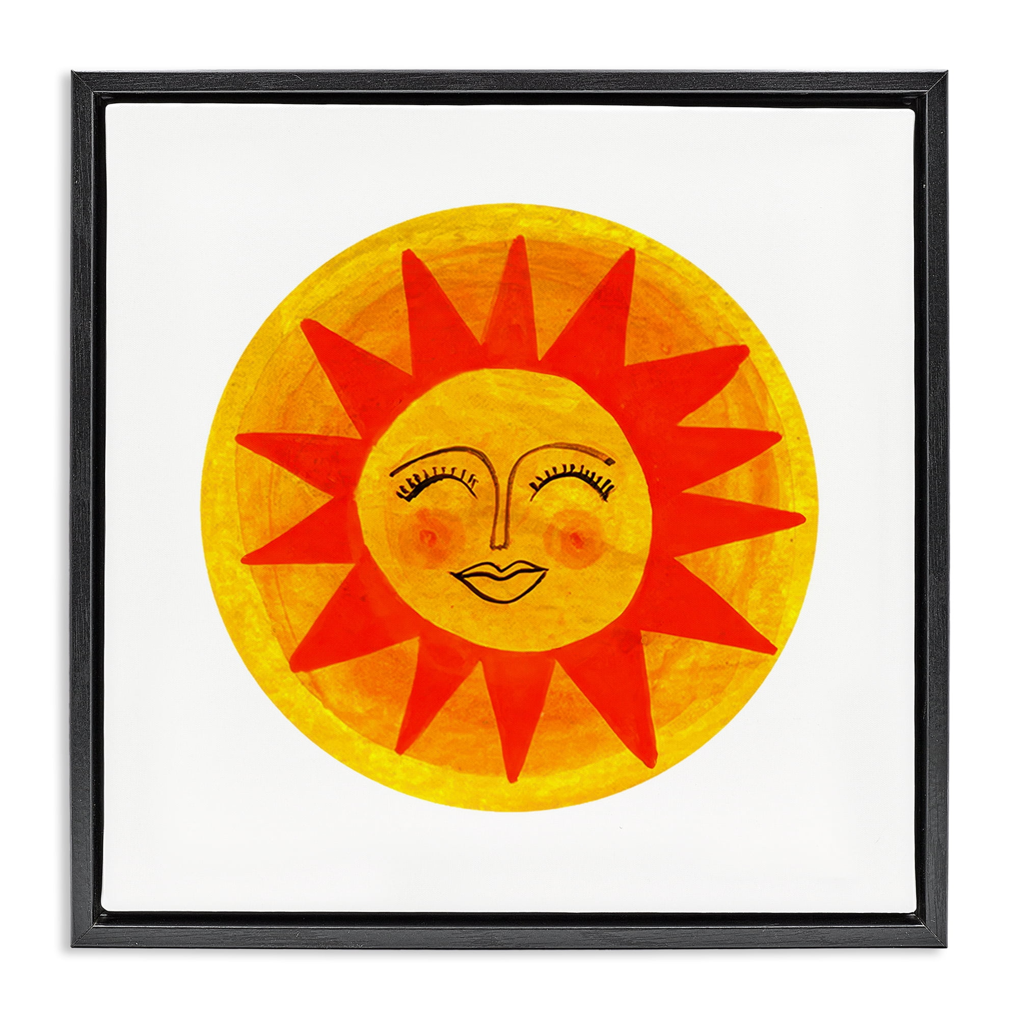 Stupell Industries Warm Fiery Sun Black Framed Floater Canvas Wall Art, design by Katherine Herrell Studio