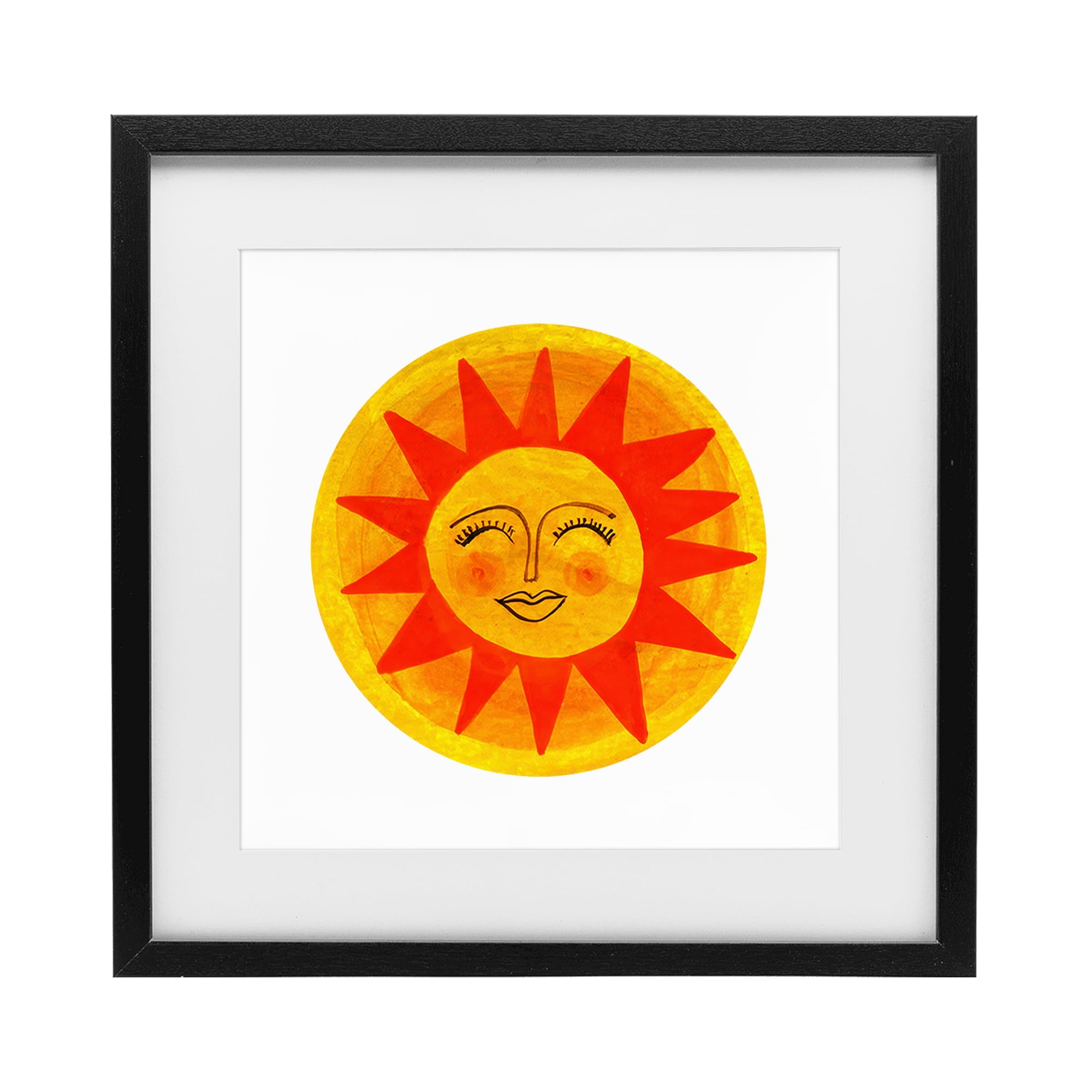 Stupell Industries Warm Fiery Sun Black Framed Print Under Glass, design by Katherine Herrell Studio