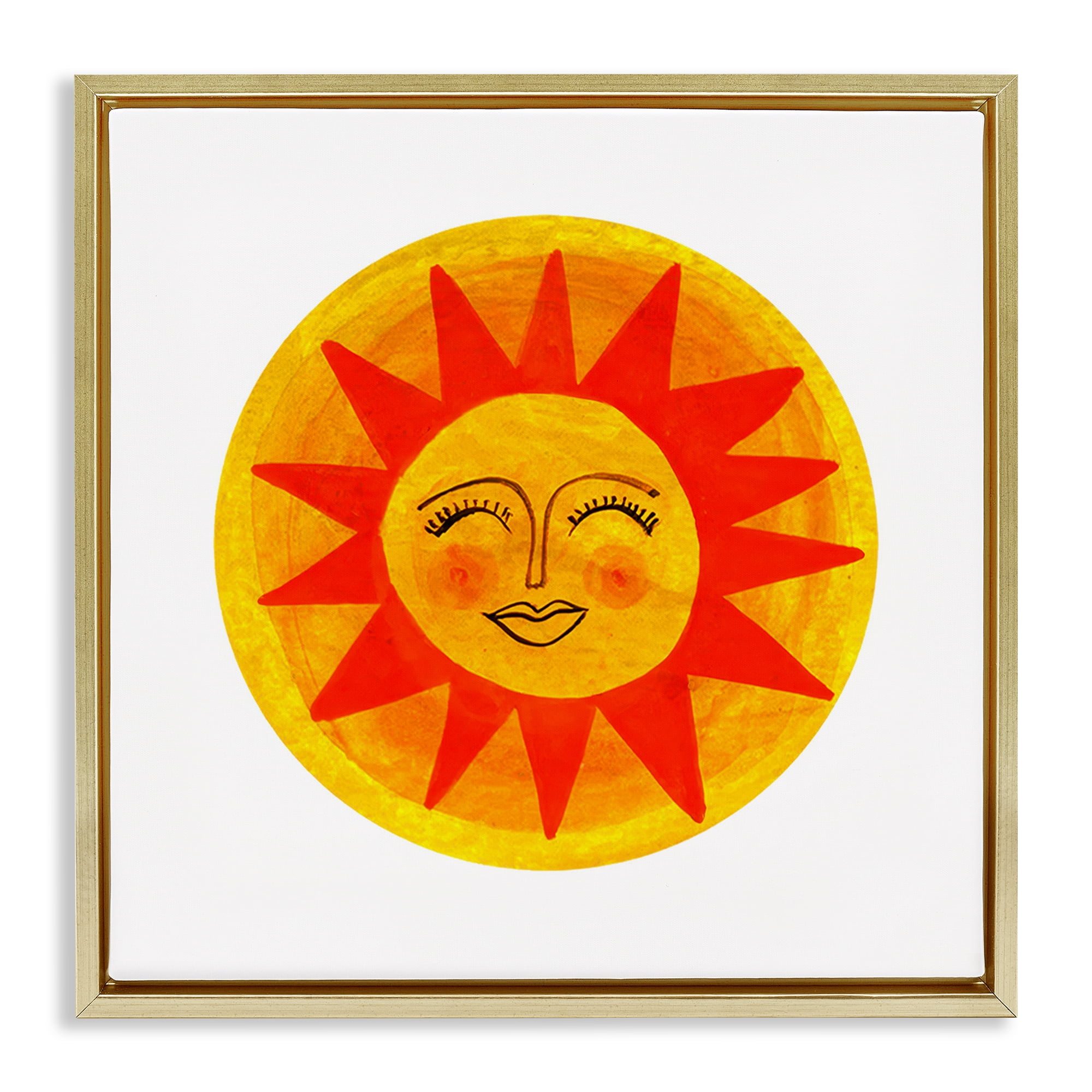 Stupell Industries Warm Fiery Sun Gold Framed Floater Canvas Wall Art, design by Katherine Herrell Studio