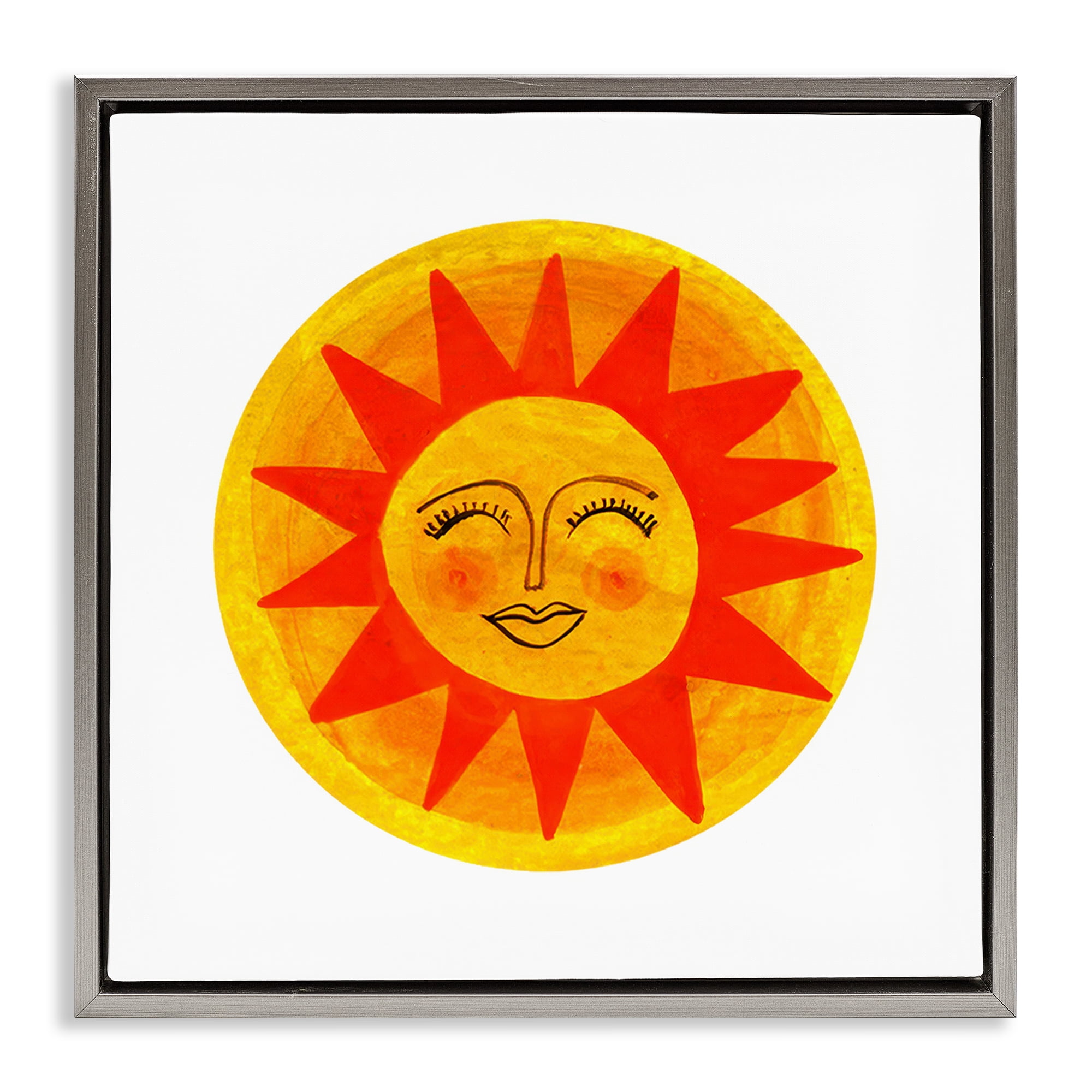 Stupell Industries Warm Fiery Sun Gray Framed Floater Canvas Wall Art, design by Katherine Herrell Studio