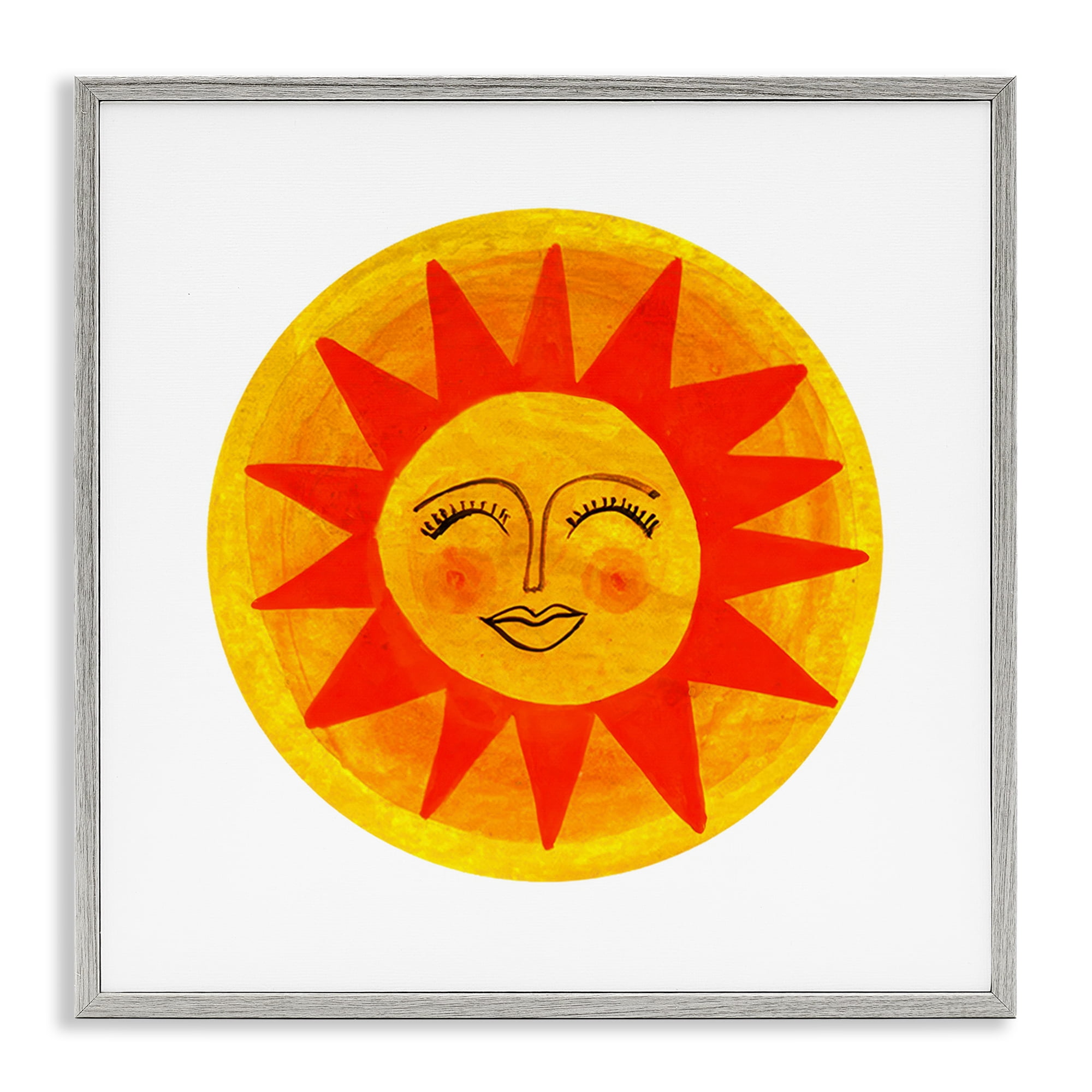 Stupell Industries Warm Fiery Sun Gray Framed Giclee Art, design by Katherine Herrell Studio