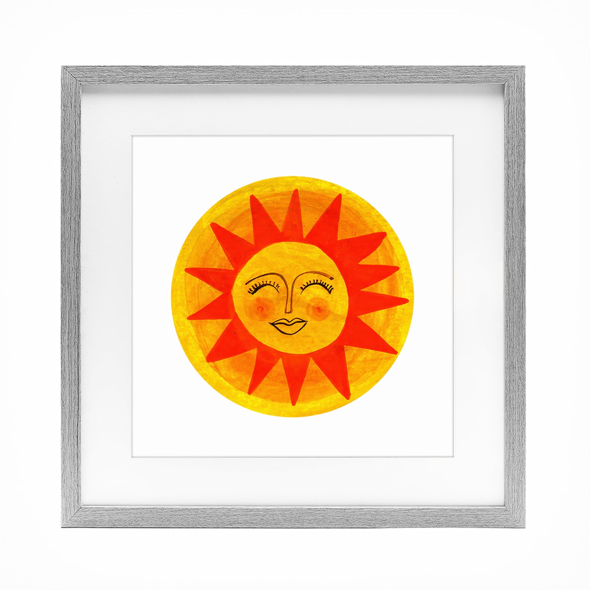 Stupell Industries Warm Fiery Sun Gray Framed Print Under Glass, design by Katherine Herrell Studio