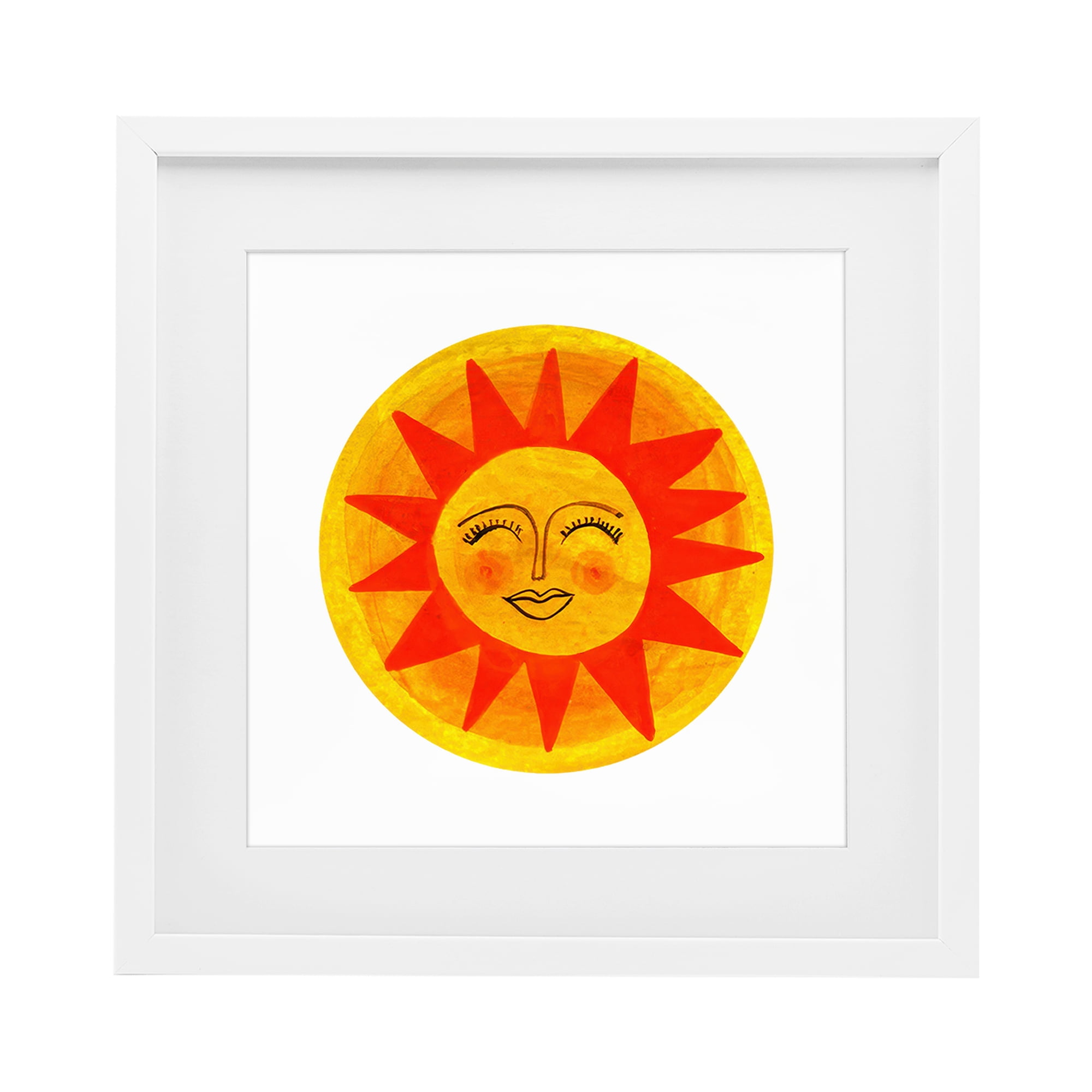 Stupell Industries Warm Fiery Sun White Framed Print Under Glass, design by Katherine Herrell Studio