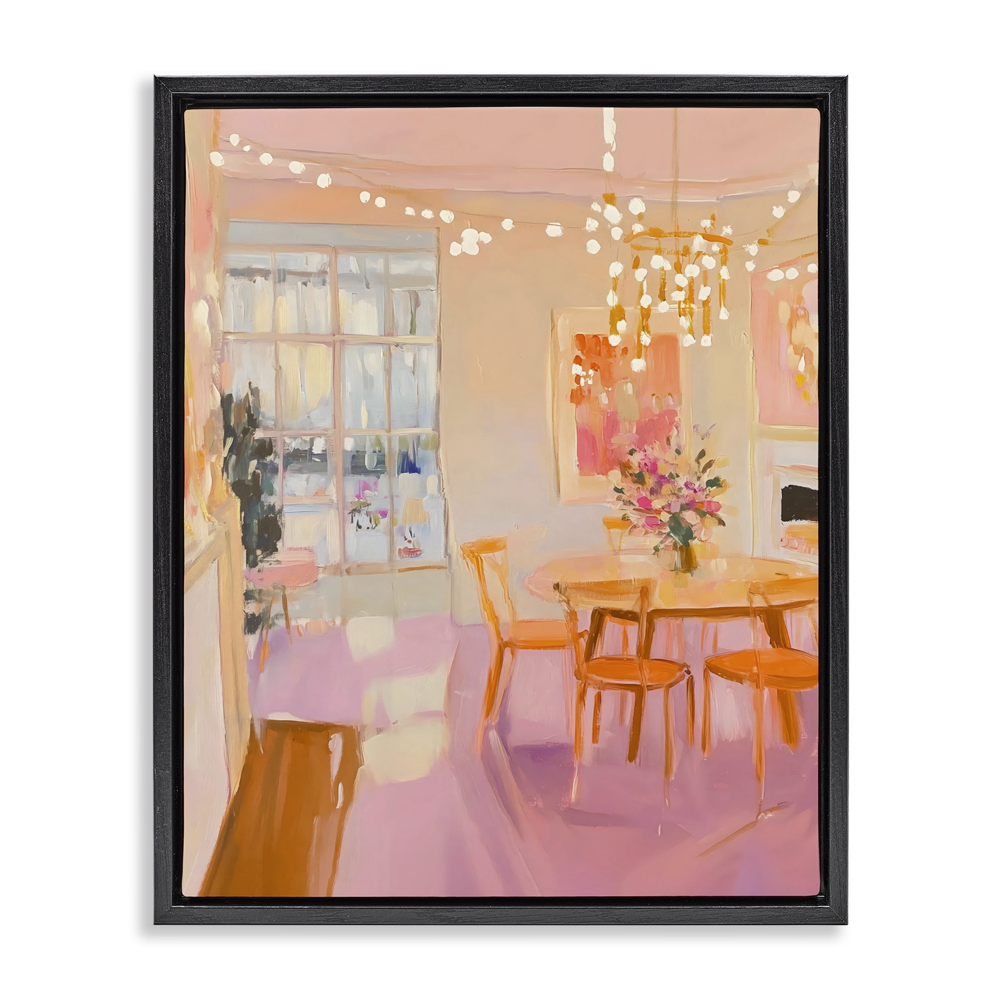 Stupell Industries Warm & Inviting Dining Room Black Framed Floater Canvas Wall Art, design by The Prints Vibe