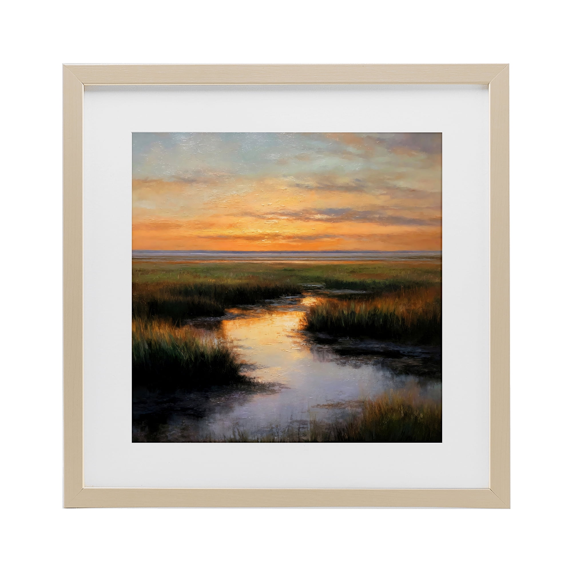 Stupell Industries Warm Marshland Sunset Birch Framed Print Under Glass, design by Petal Prints Design