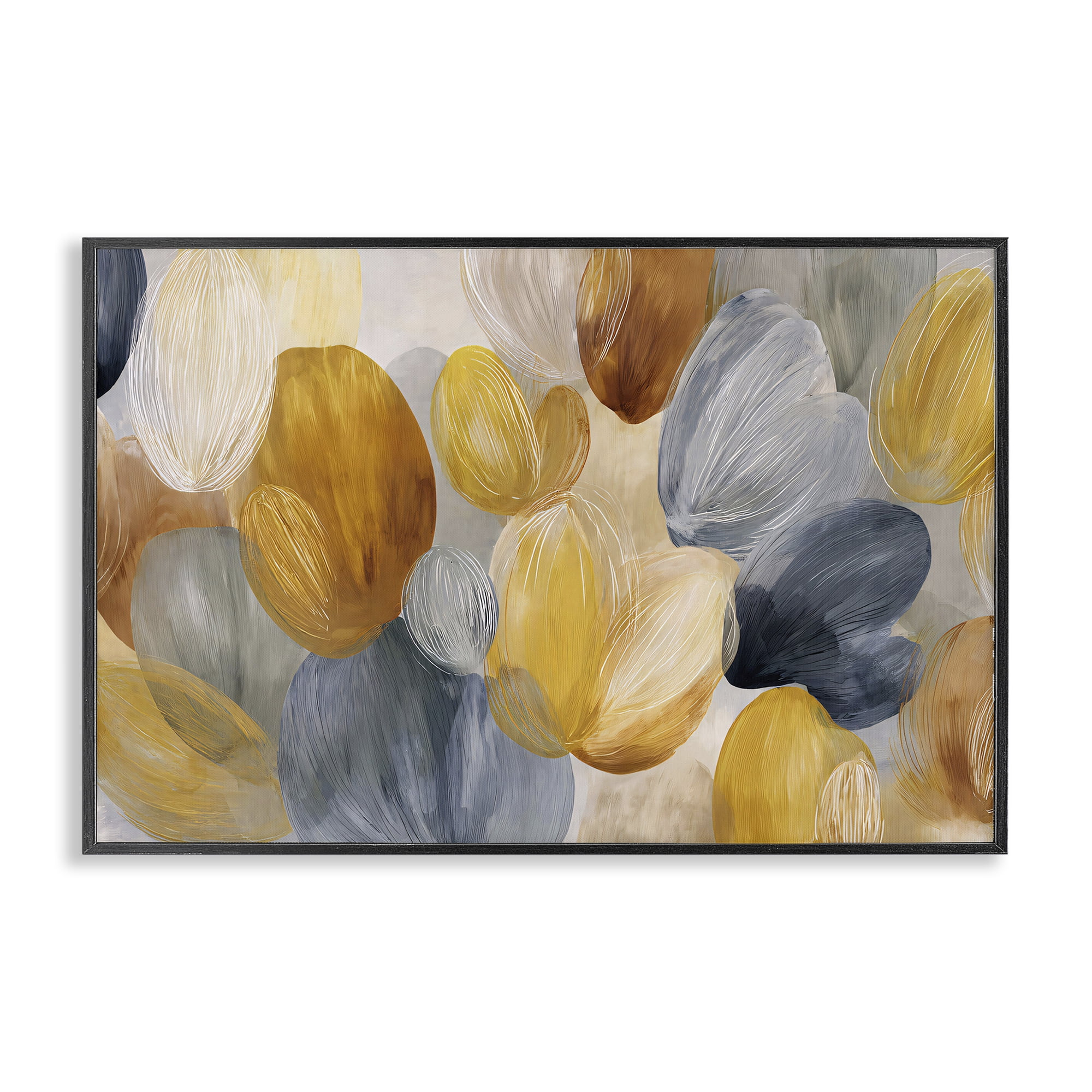 Stupell Industries Warm Oblong Layered Shapes Black Framed Giclee Art, design by Jacky Ngan