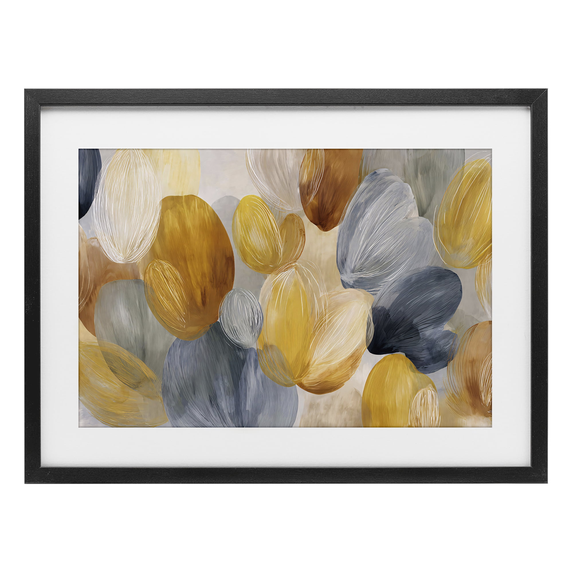 Stupell Industries Warm Oblong Layered Shapes Black Framed Print Under Glass, design by Jacky Ngan