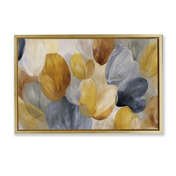 Stupell Industries Modern Warm Oblong Layered Shapes Gold Floating Frame Canvas Art, 25 x 17, by Jacky Ngan