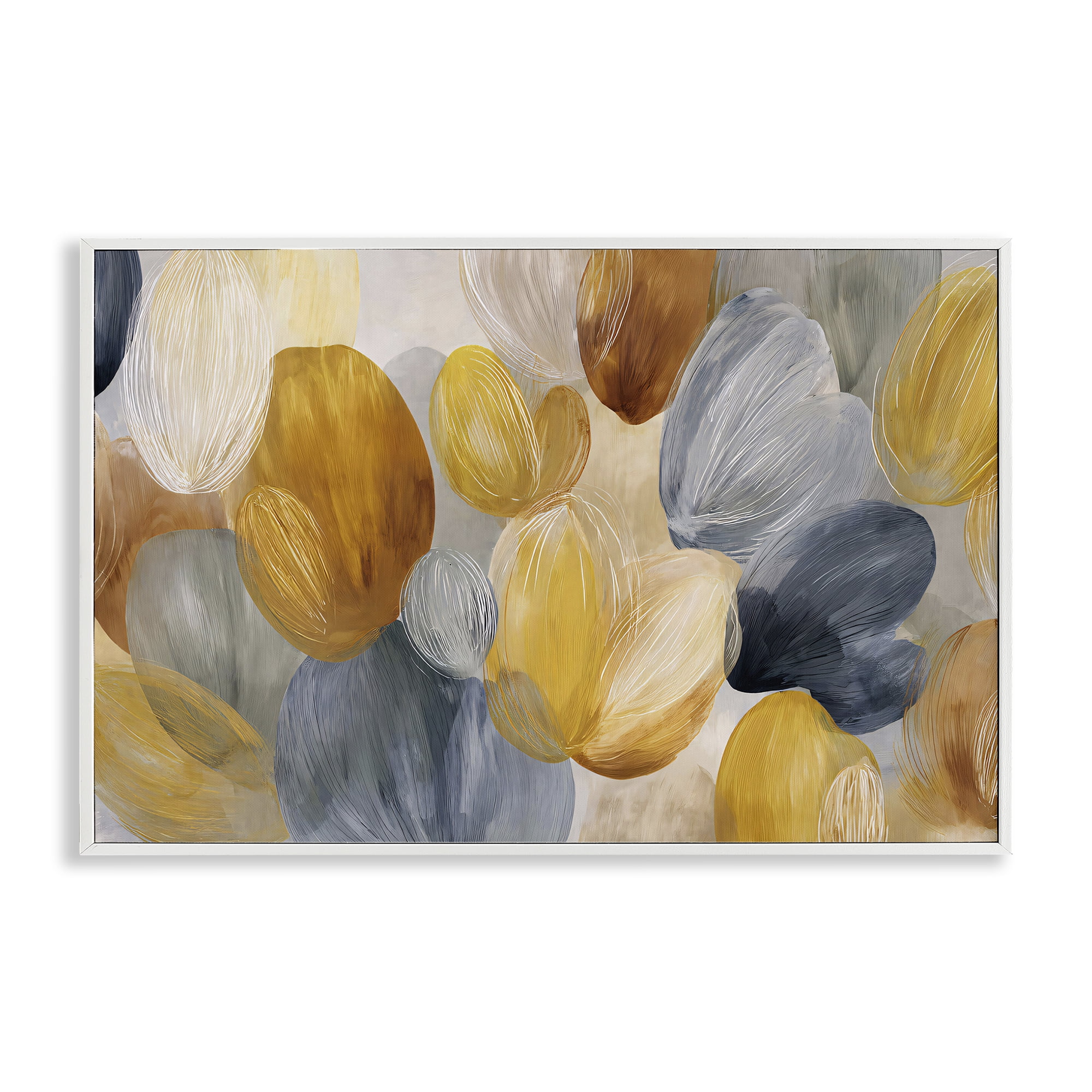 Stupell Industries Warm Oblong Layered Shapes White Framed Giclee Art, design by Jacky Ngan