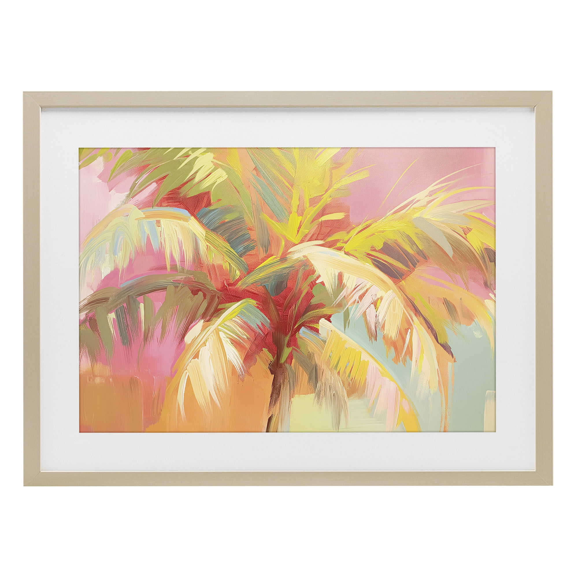 Stupell Industries Warm Palm Leaf Impressions Birch Framed Print Under Glass, design by Jacky Ngan