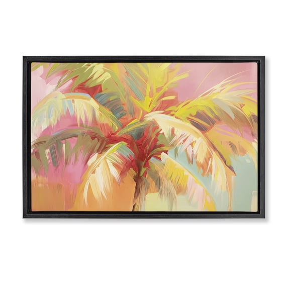 Stupell Industries Modern Warm Palm Leaf Impressions Black Floating Frame Canvas Art, 25 x 17, by Jacky Ngan