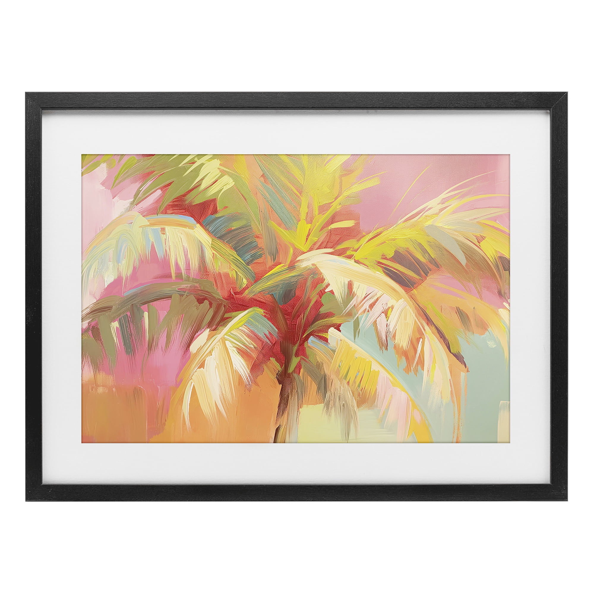 Stupell Industries Warm Palm Leaf Impressions Black Framed Print Under Glass, design by Jacky Ngan